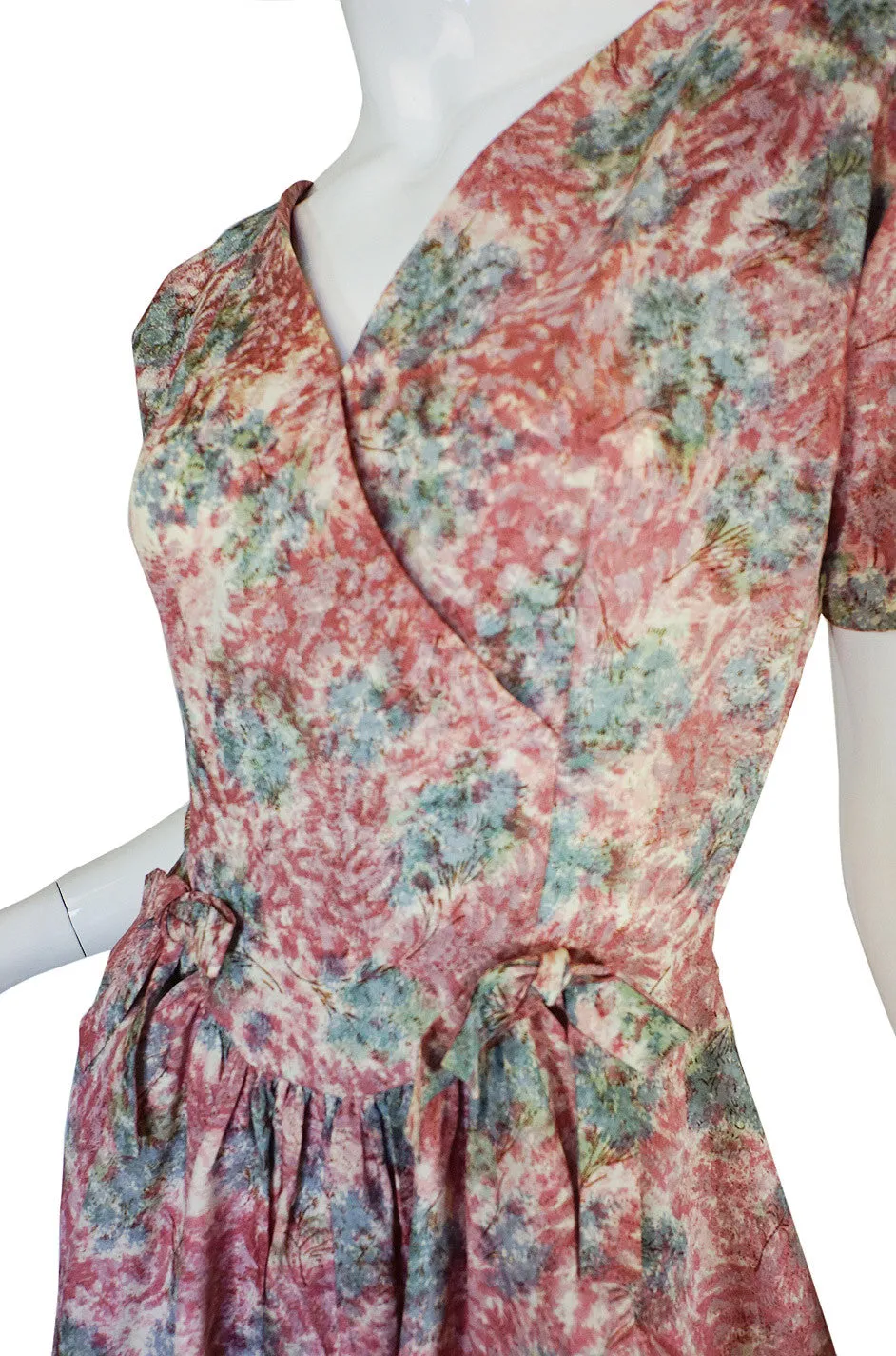 1950s Pink Print Day Dress with Cape