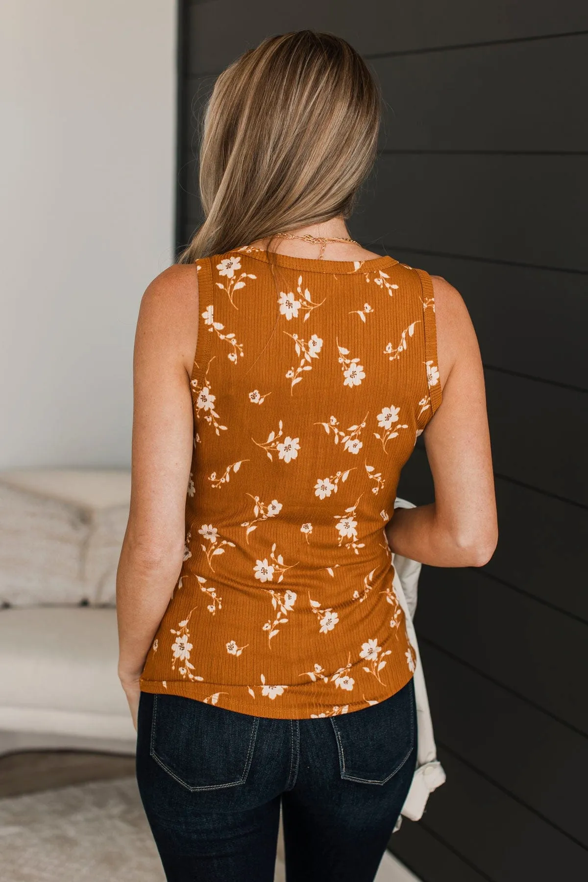 A Chance At Love Floral Tank Top- Rust