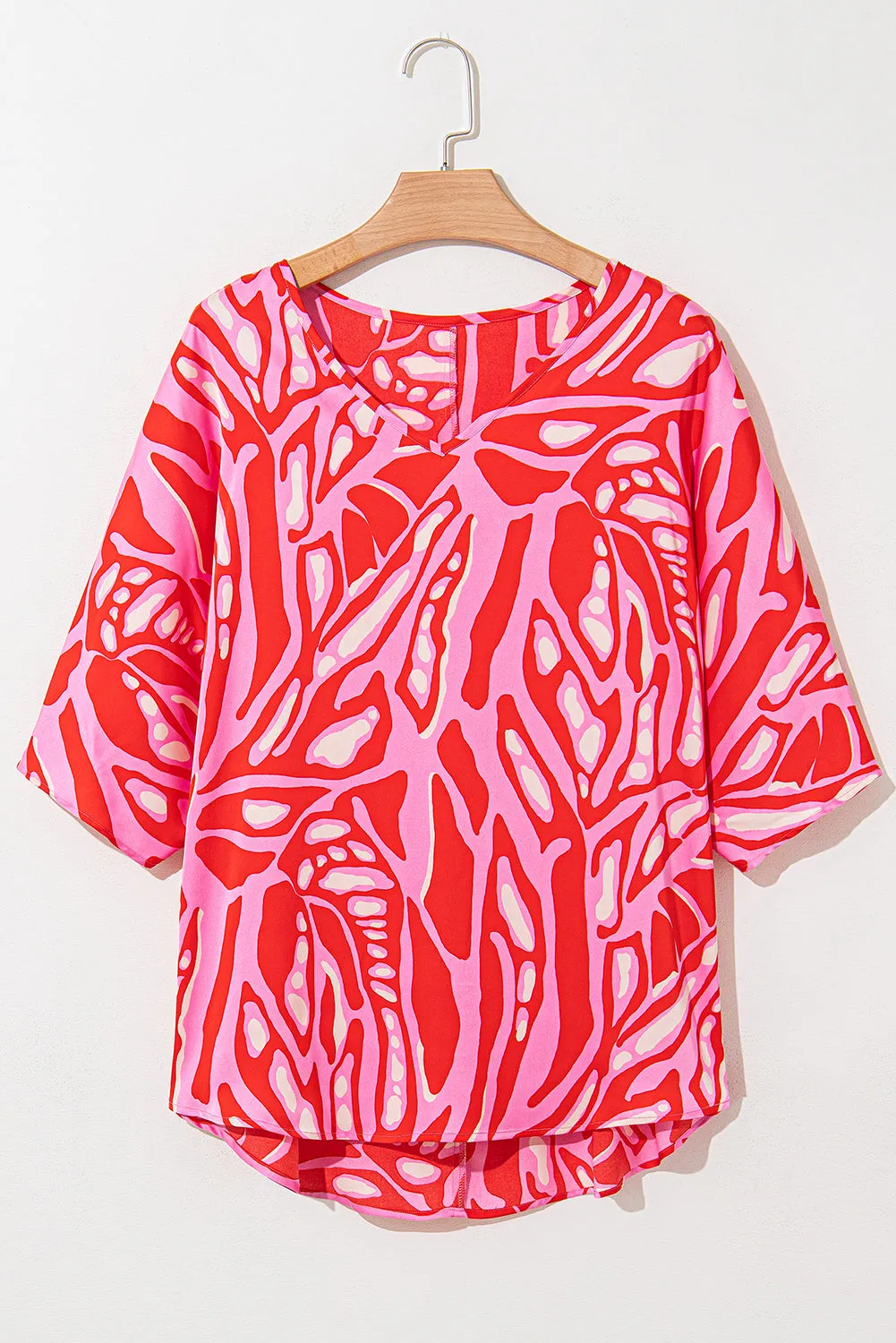 Abstract Batwing Oversized Blouse