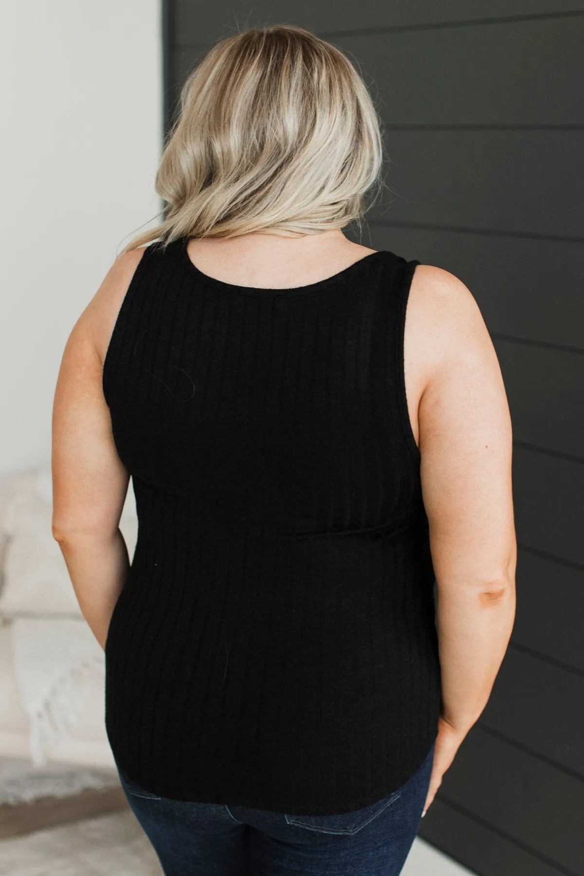 Actions Speak Louder Ribbed Tank Top- Black