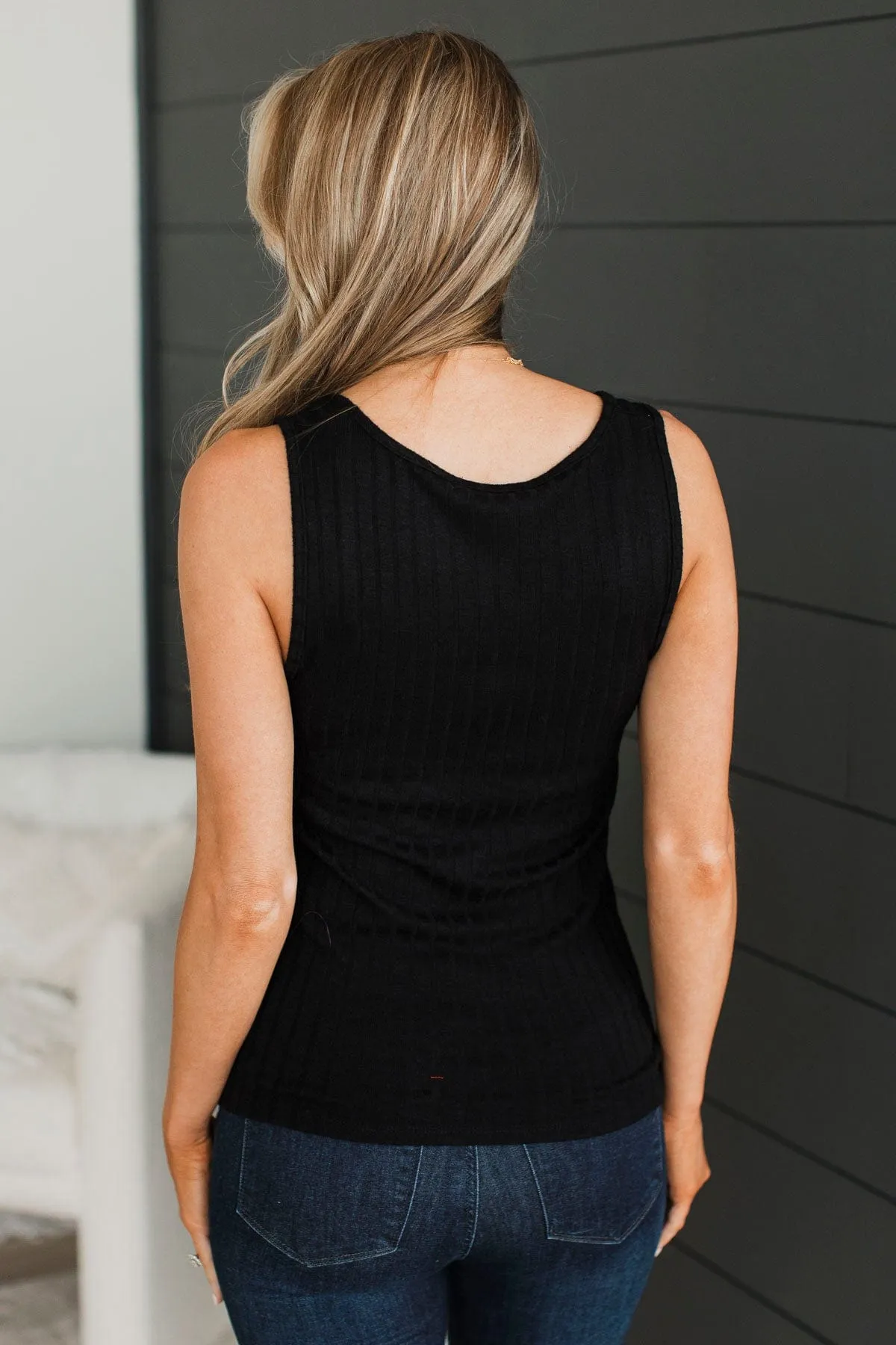 Actions Speak Louder Ribbed Tank Top- Black