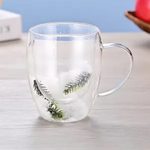 Aesthetic Dried Flower Glass , Double Wall Glass 350ml
