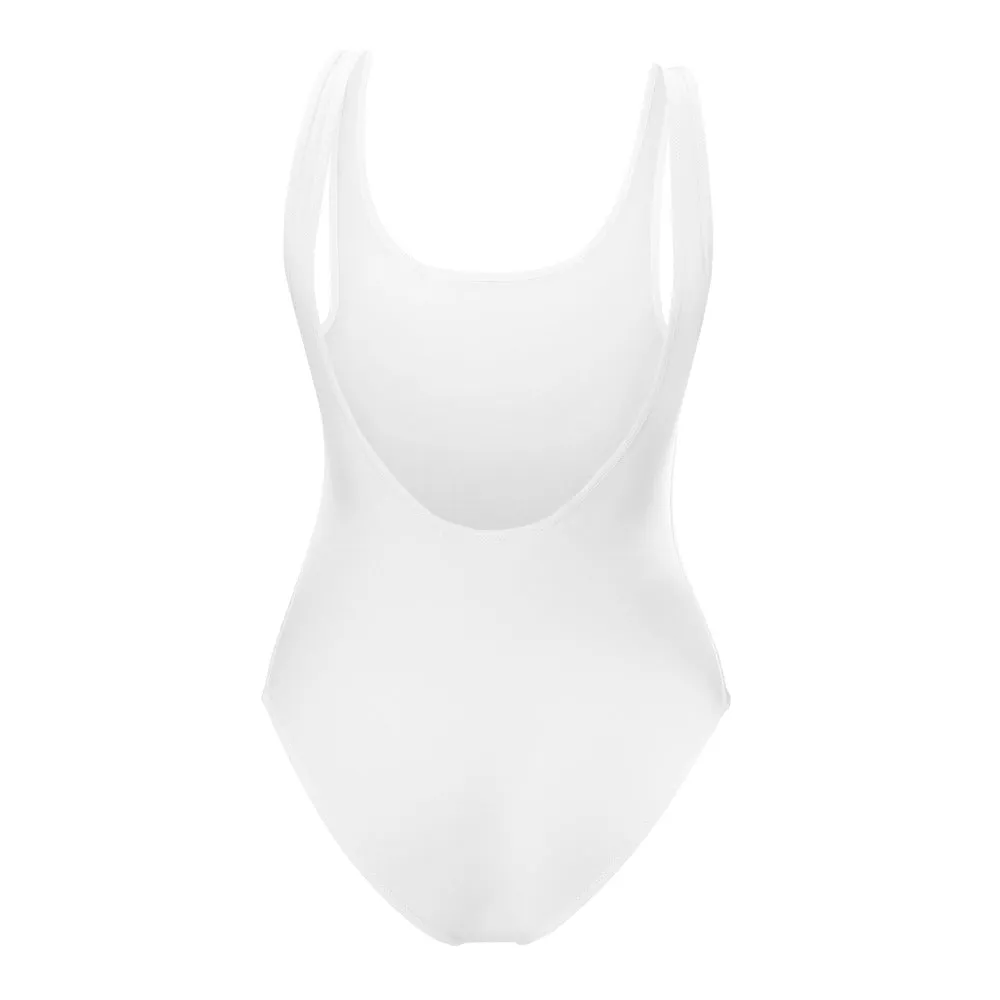 Afrocentric Logo One-Piece Swimsuit - White