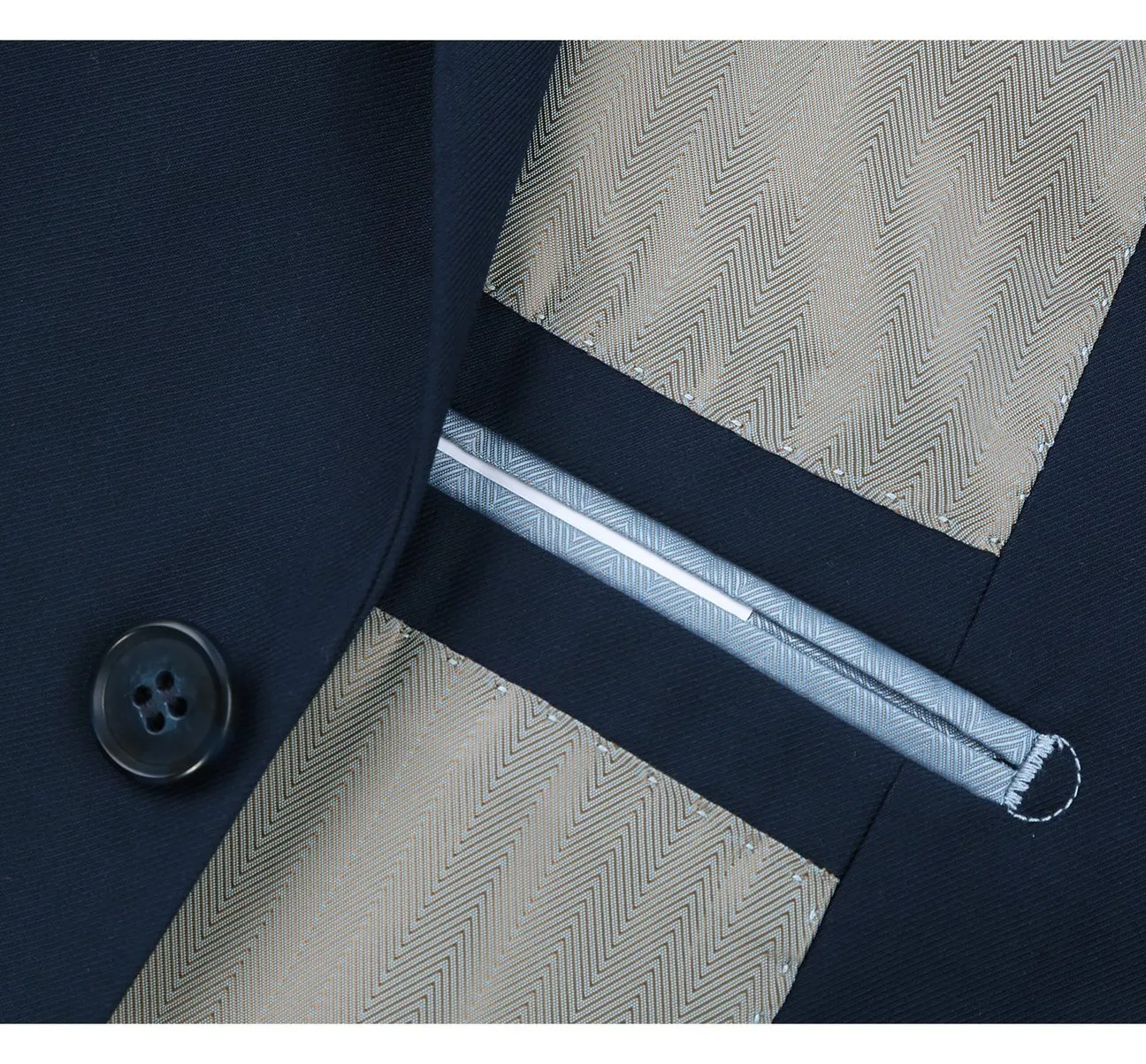 Alessandro Vitello by Renoir Navy Blue 2-Piece Slim Fit Single Breasted Notch Lapel Suit 201-19
