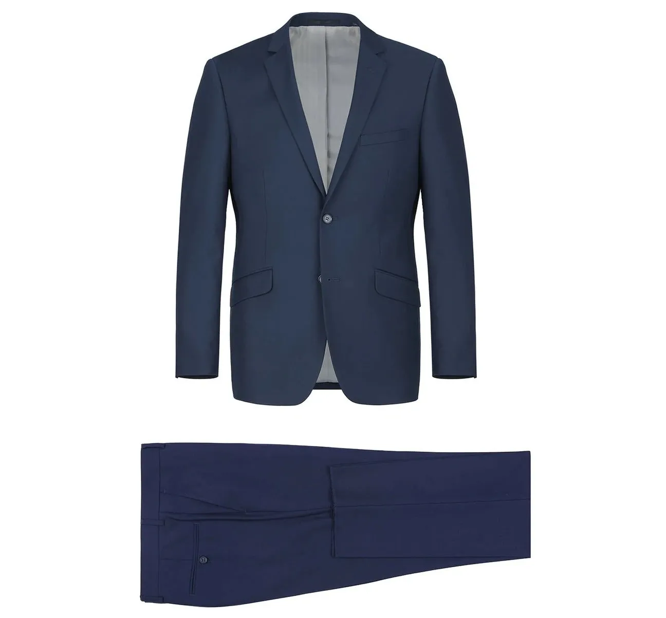 Alessandro Vitello by Renoir Navy Blue 2-Piece Slim Fit Single Breasted Notch Lapel Suit 201-19