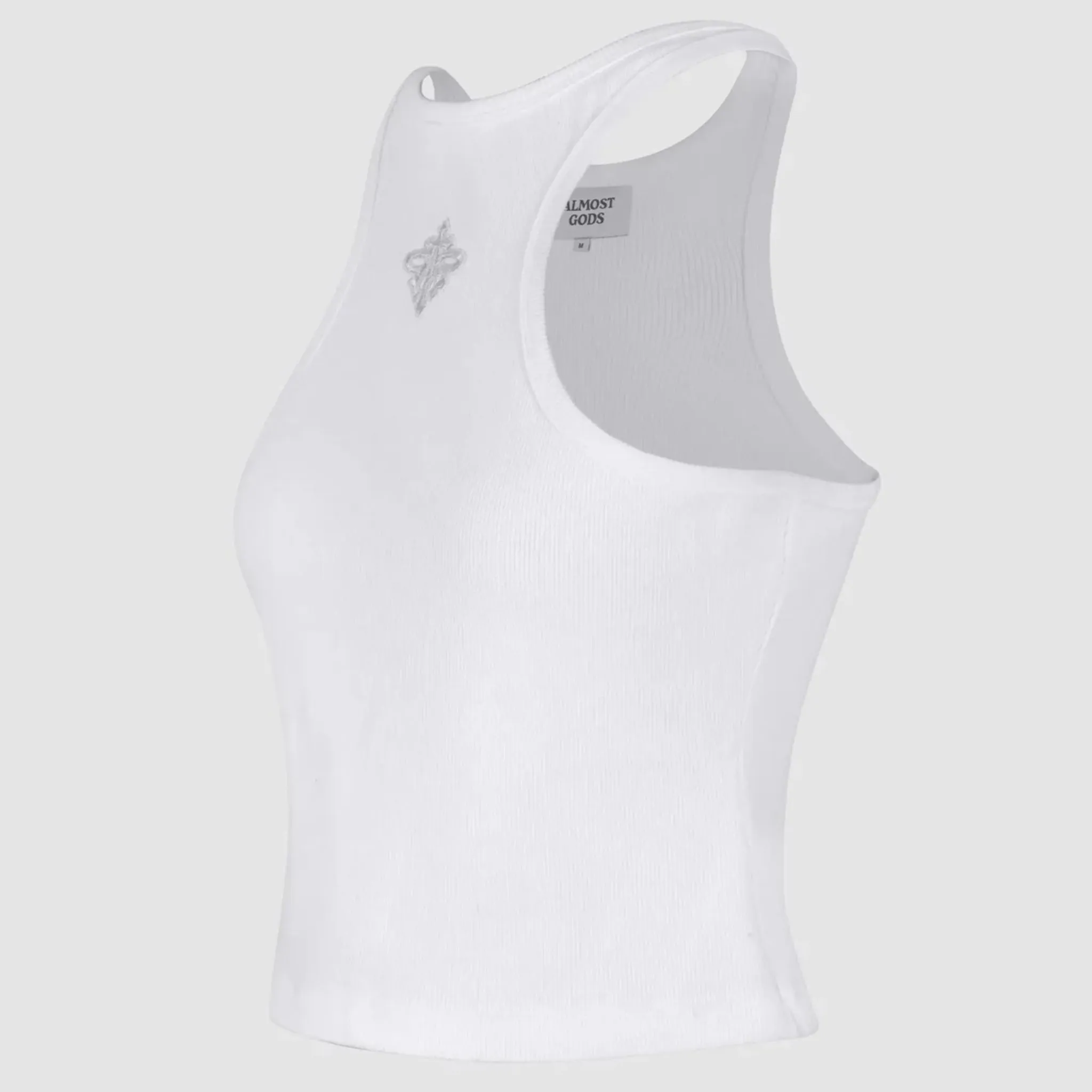 Alpha Cross Ribbed Tank Top (White)