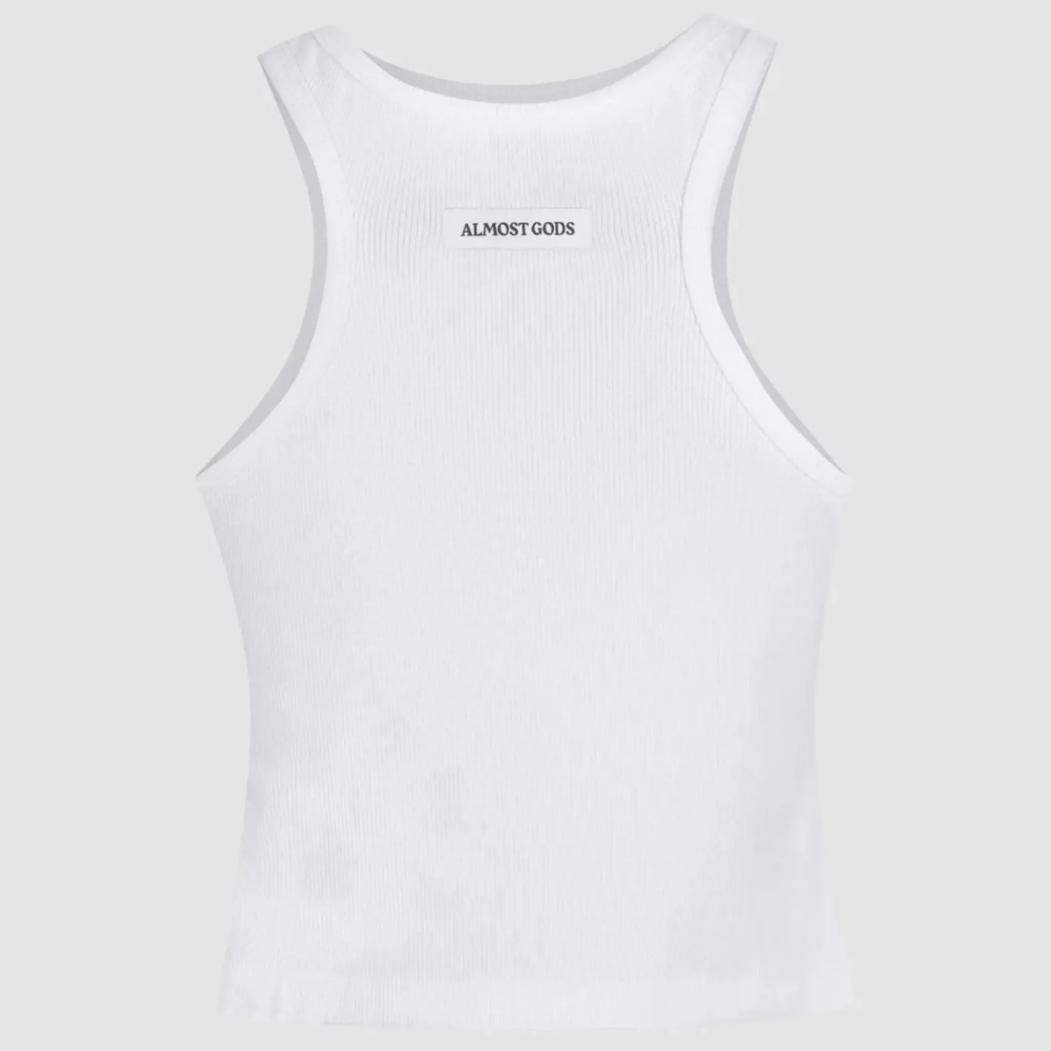 Alpha Cross Ribbed Tank Top (White)