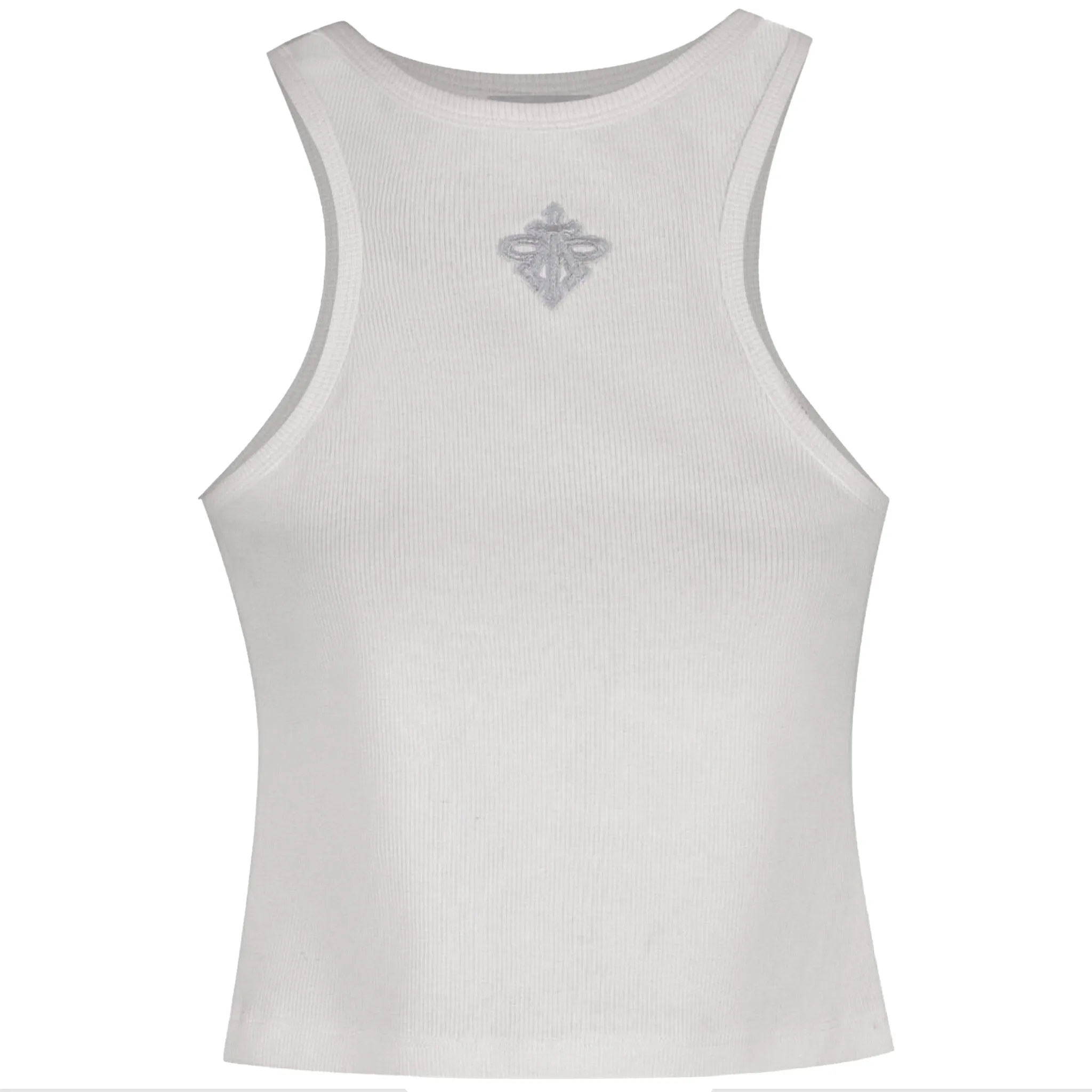 Alpha Cross Ribbed Tank Top (White)