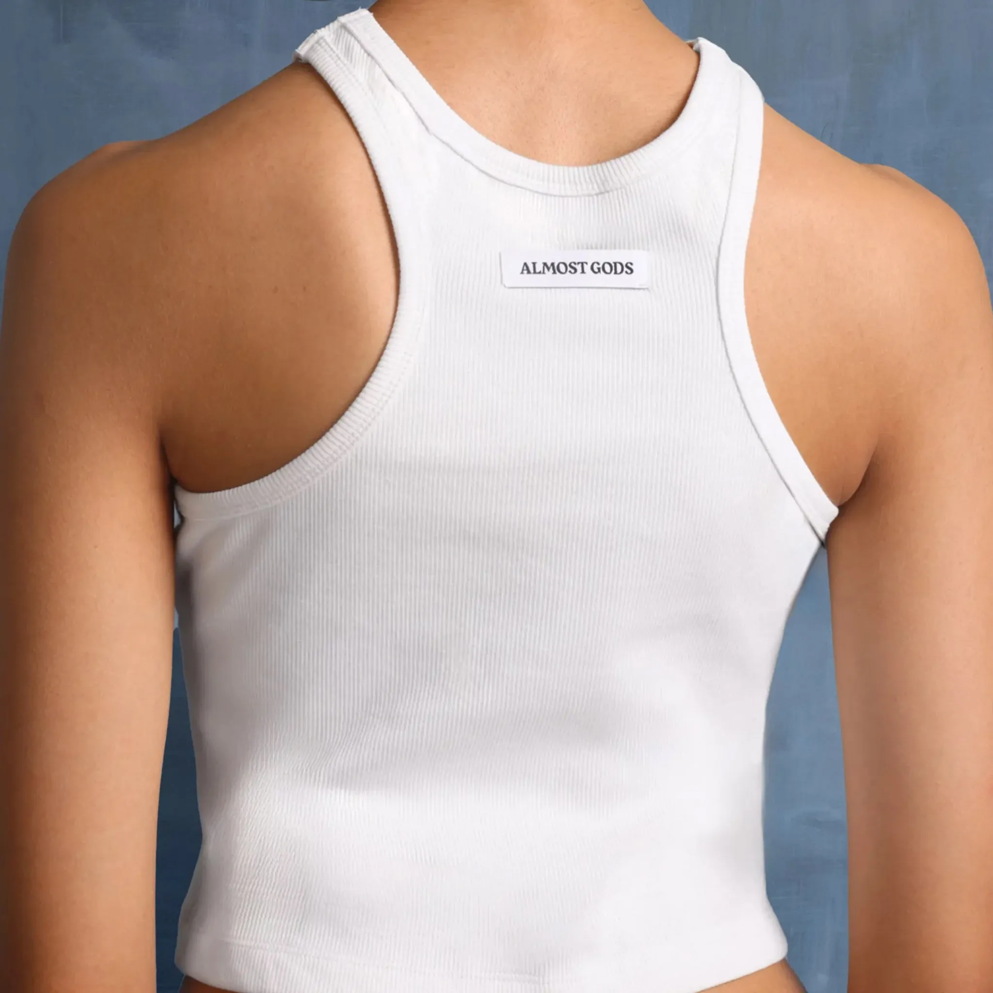 Alpha Cross Ribbed Tank Top (White)