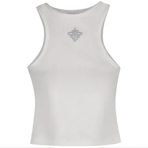 Alpha Cross Ribbed Tank Top (White)