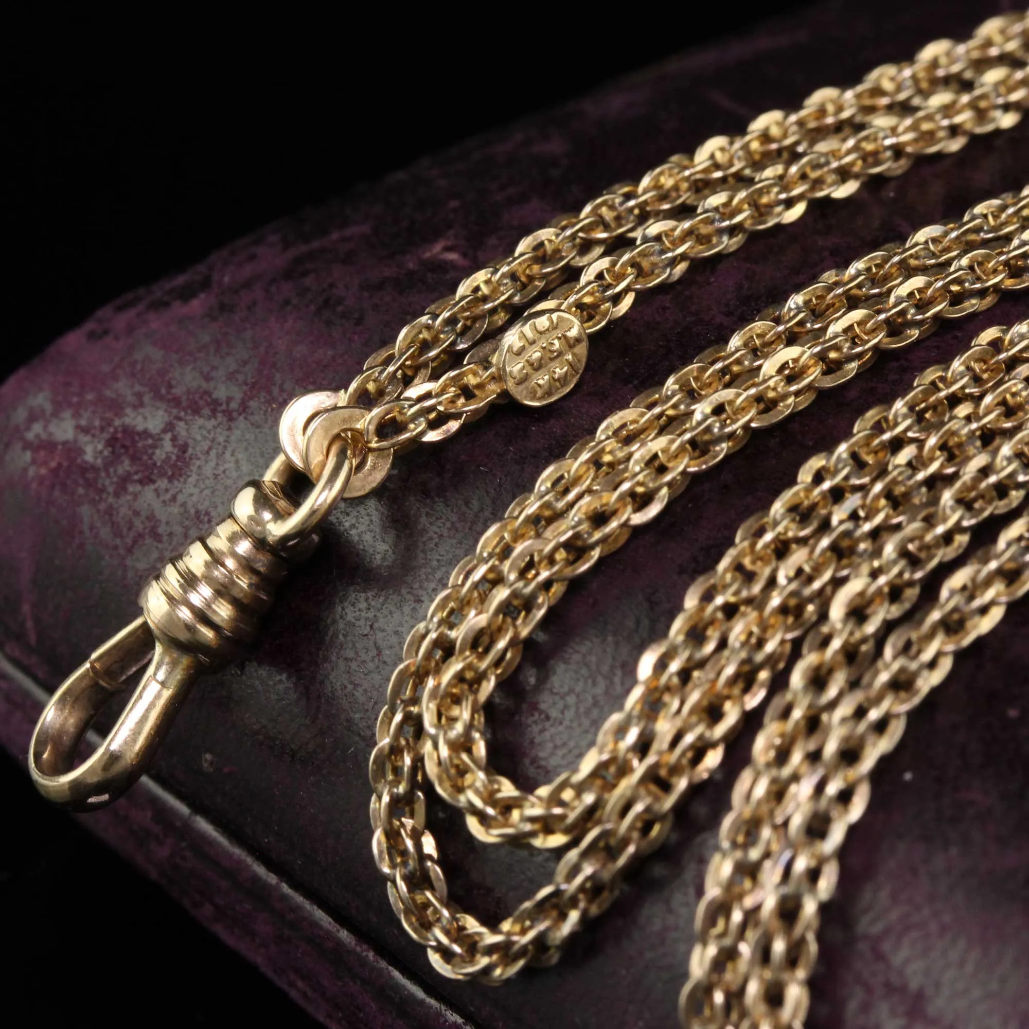 Antique Art Deco 14K Yellow Gold Intertwined Link Double Strand Chain - 32 inches