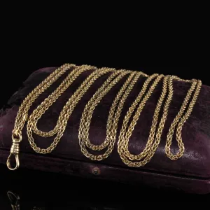 Antique Art Deco 14K Yellow Gold Intertwined Link Double Strand Chain - 32 inches