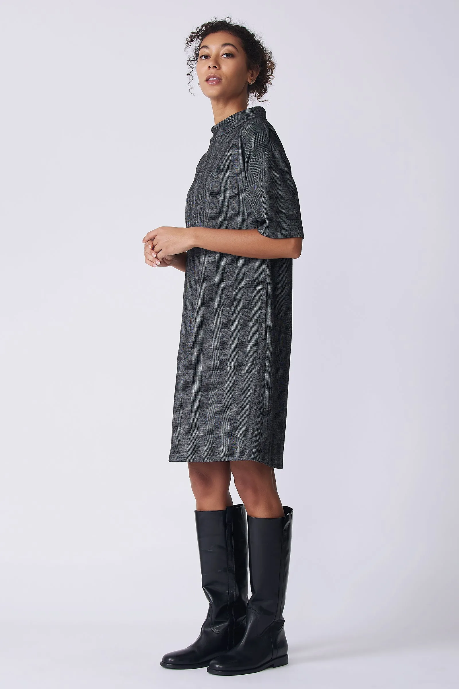 Avery Shift Dress - Black Plaid