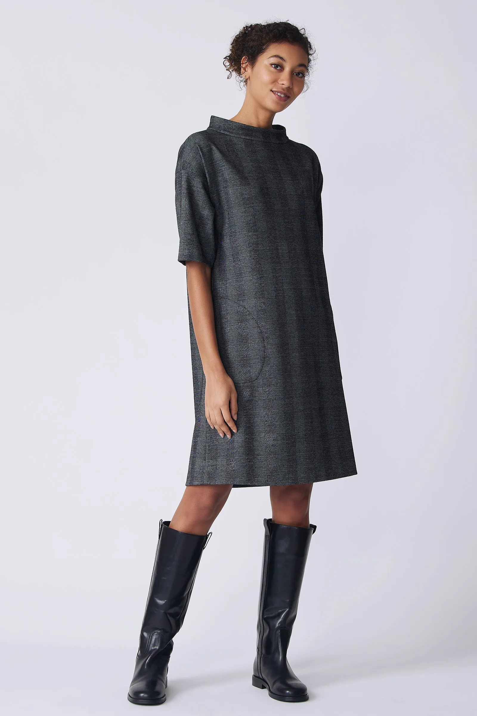 Avery Shift Dress - Black Plaid