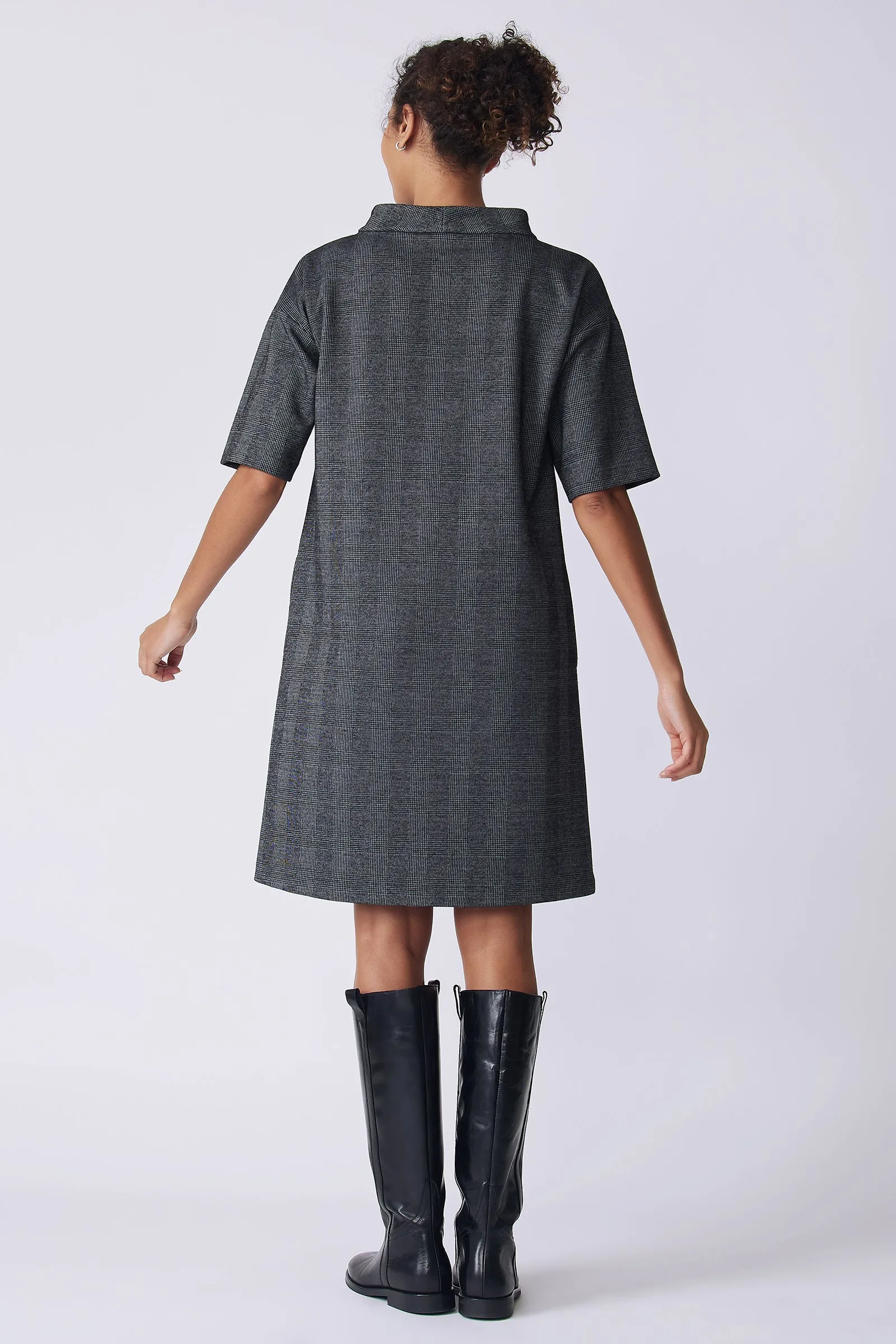 Avery Shift Dress - Black Plaid