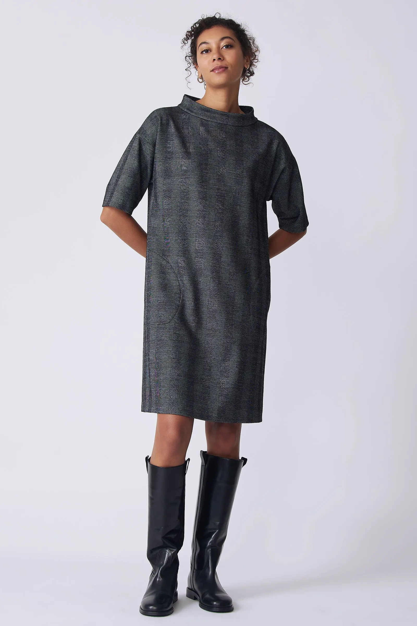 Avery Shift Dress - Black Plaid
