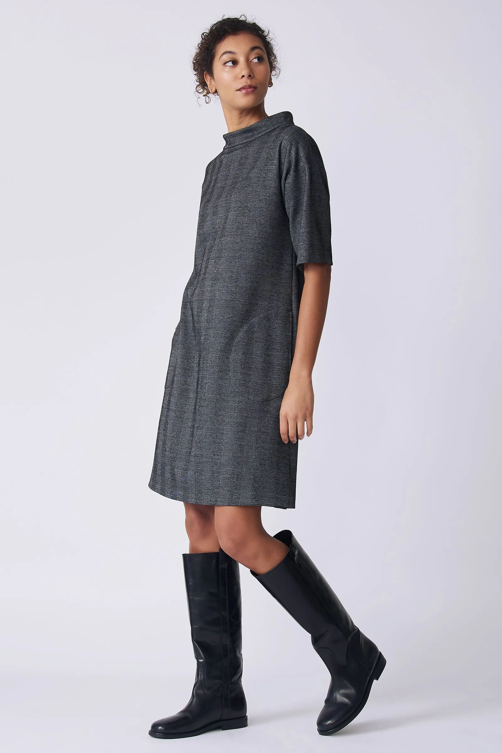 Avery Shift Dress - Black Plaid