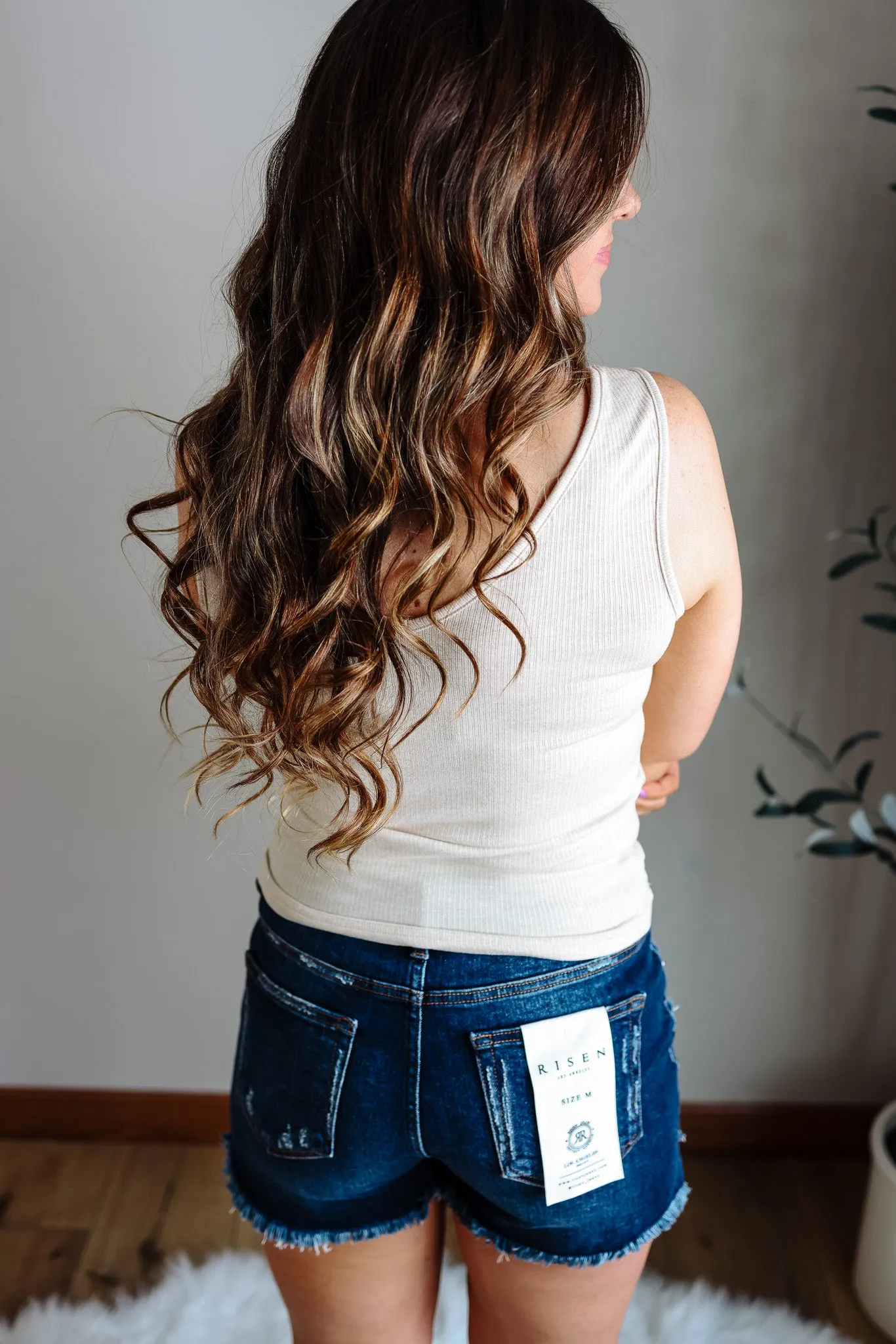 Ayla Lace Trim Ribbed Tank - Taupe