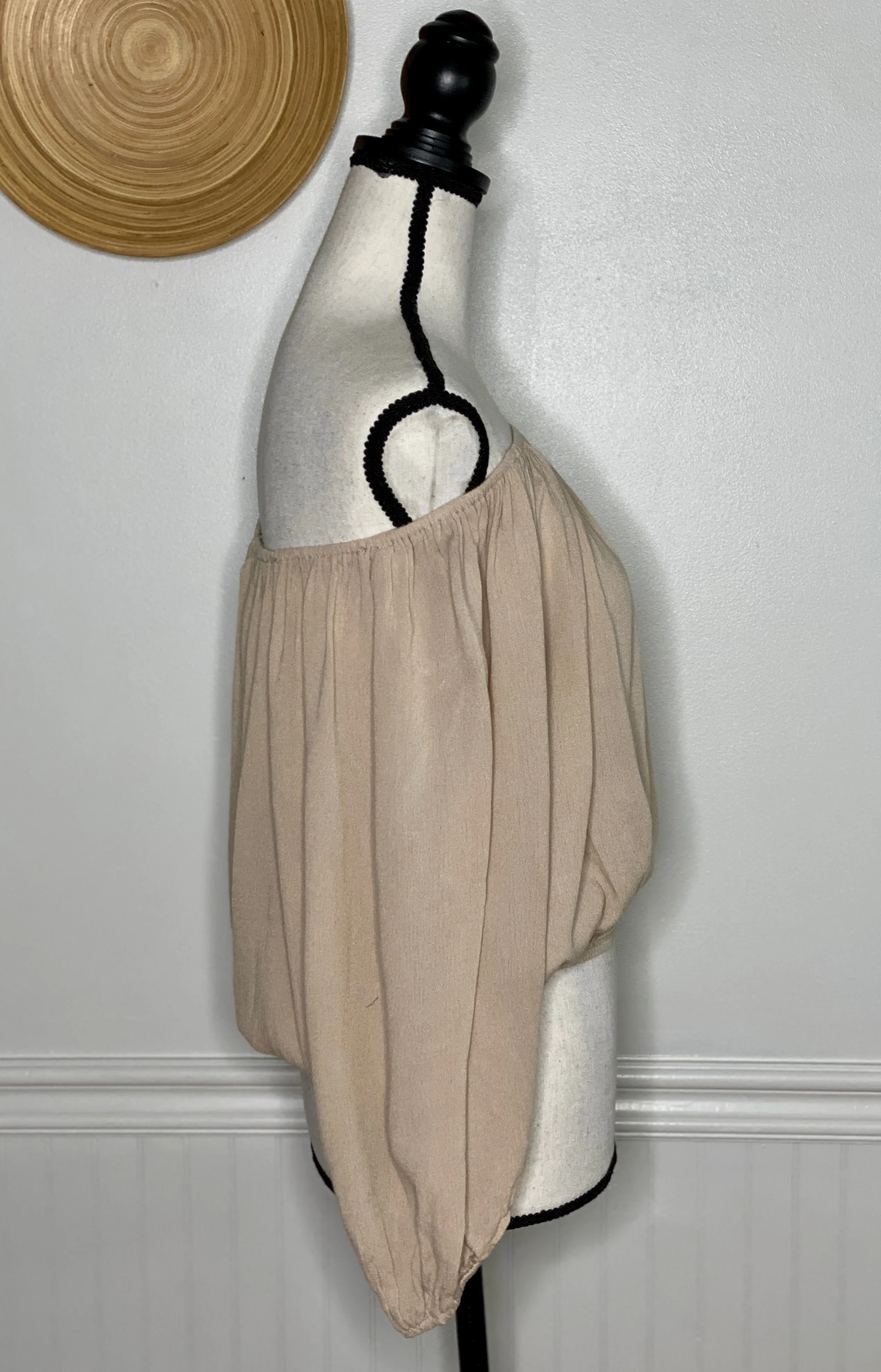 Beige All The Way Off The Shoulder Top