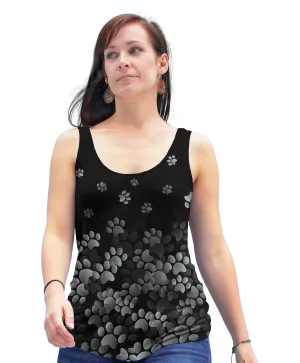 Black and Grey Paw Print Racerback Tank Top