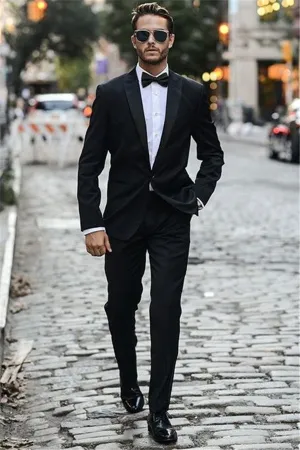 Black Business Mens Suits Designer One Button Wedding Suits Tuxedos