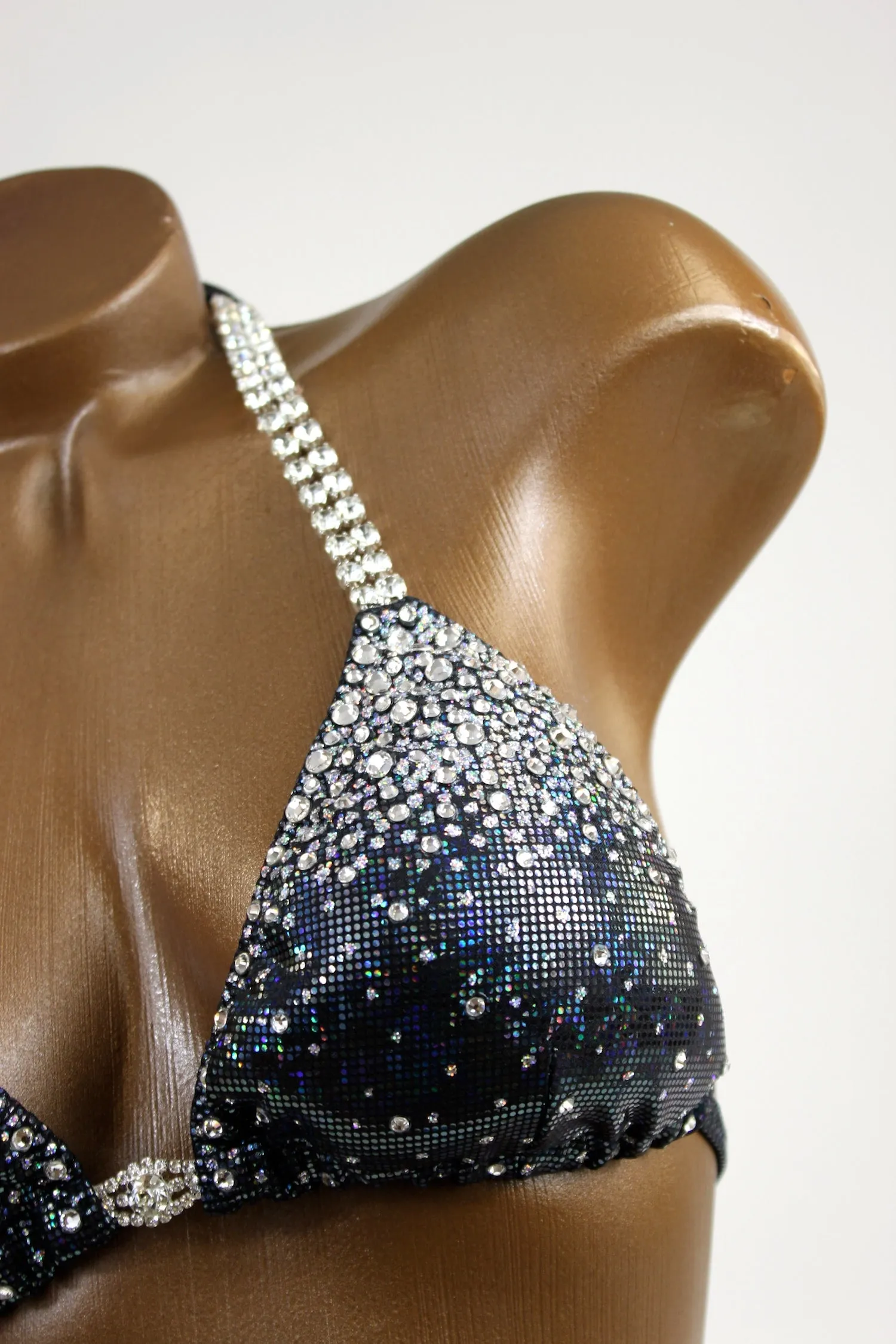 Black Hologram Spandex Bikini Suit