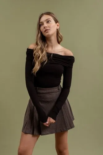 Black Off The Shoulder Simple Long Sleeve