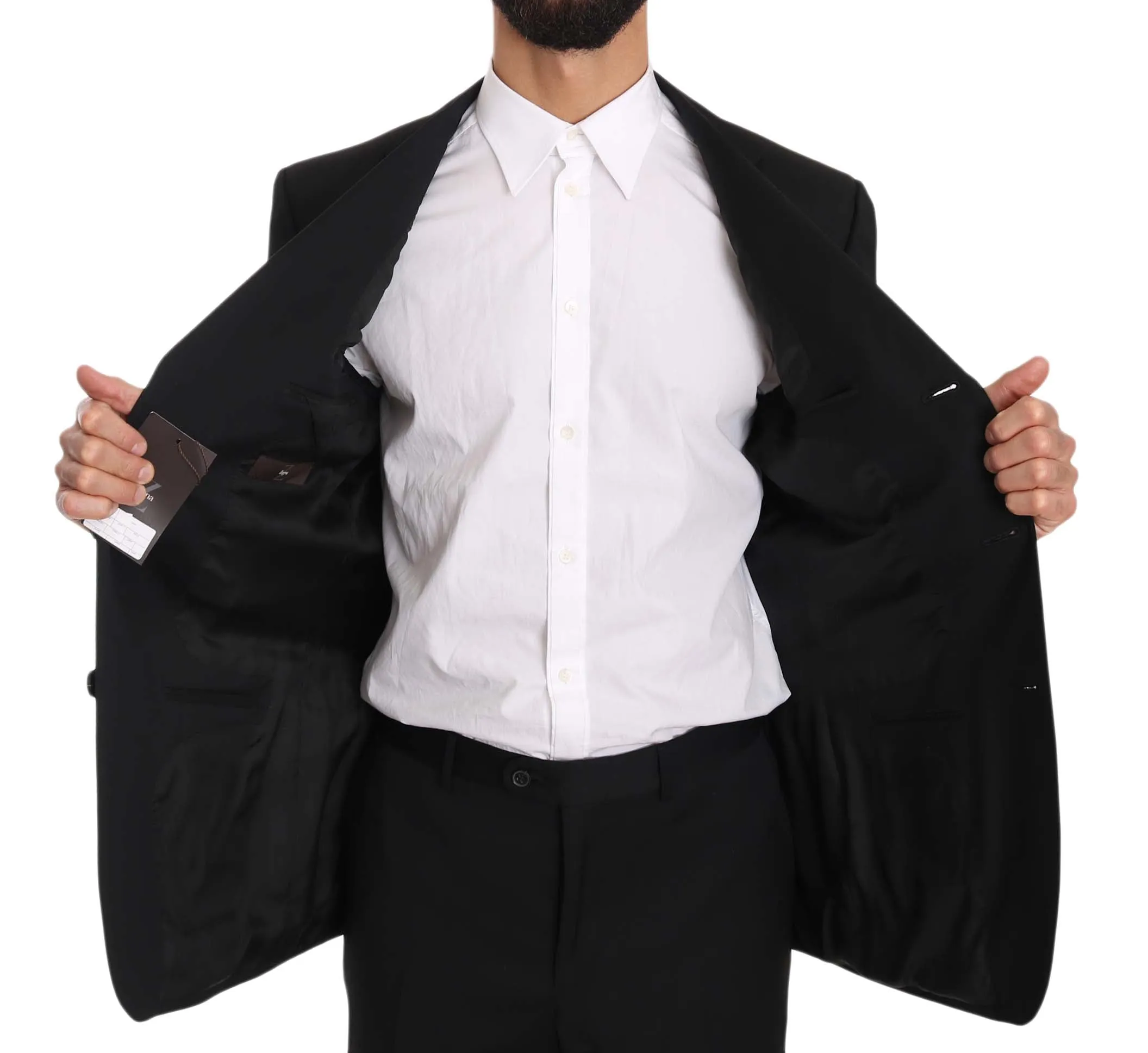 Black Two Piece 3 Button Wool Suit