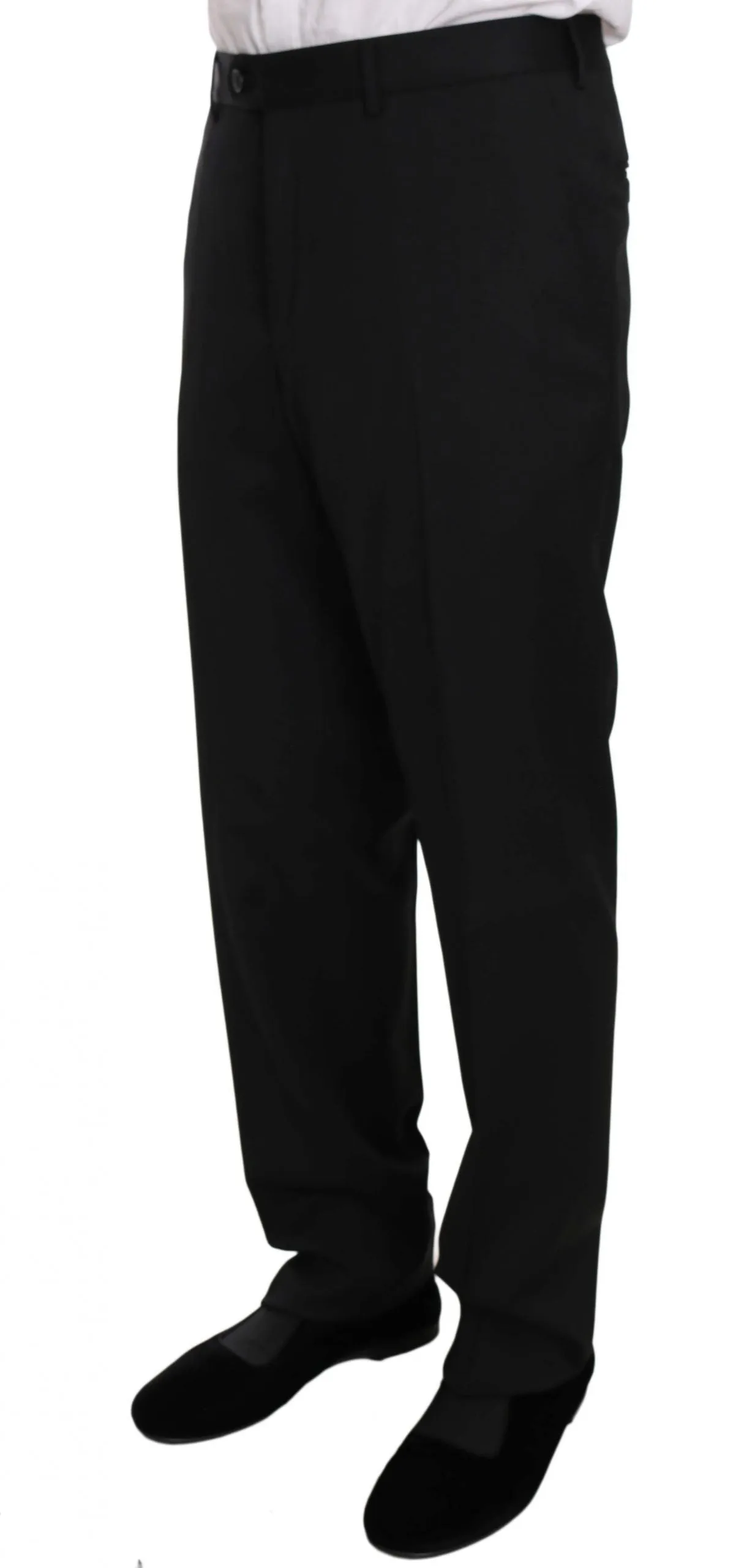 Black Two Piece 3 Button Wool Suit