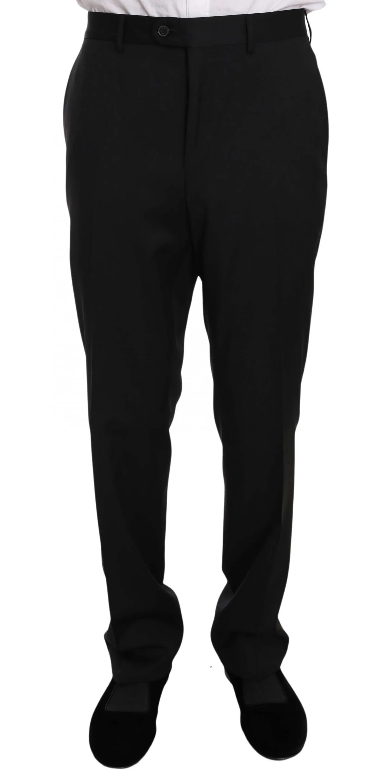 Black Two Piece 3 Button Wool Suit