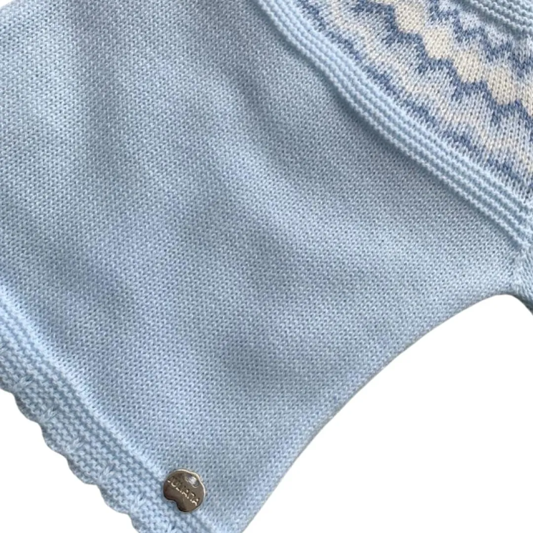 Blue and White Knitted 3-Piece Set
