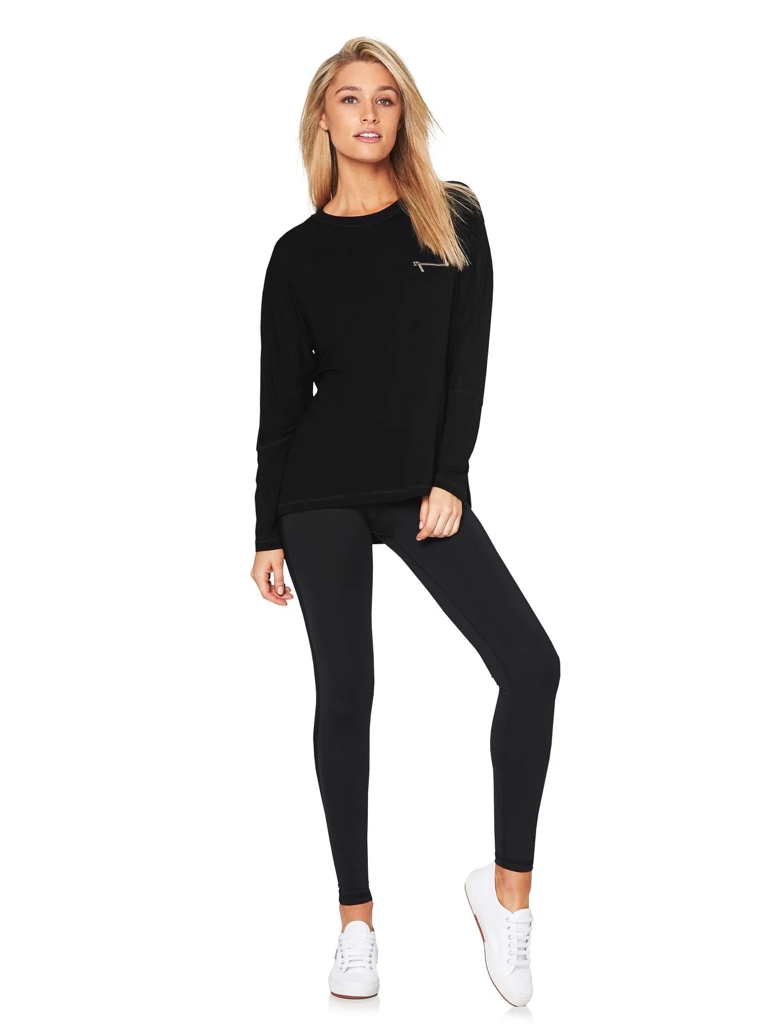 BONNEY LONGSLEEVE BATWING TEE - BLACK