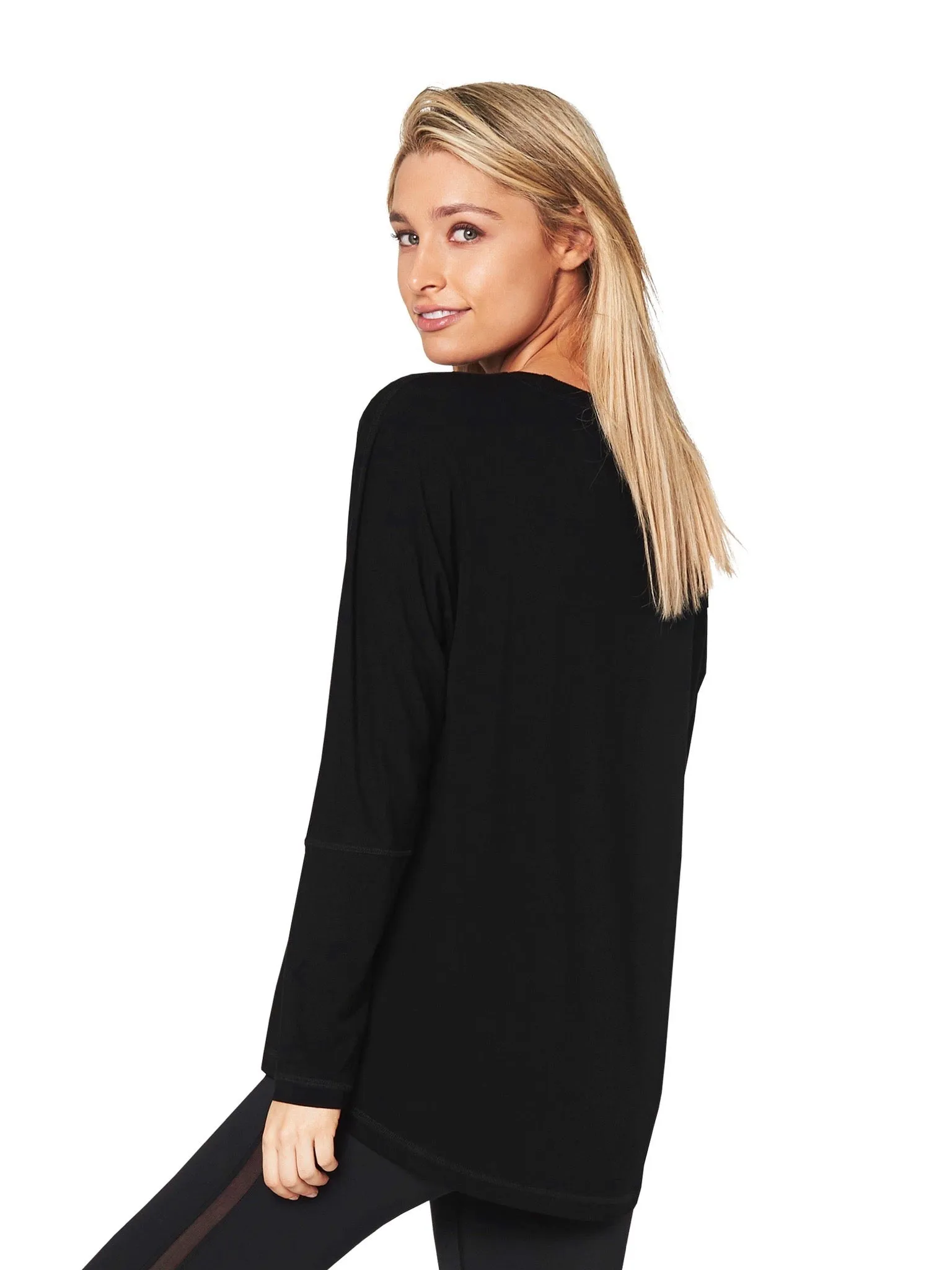 BONNEY LONGSLEEVE BATWING TEE - BLACK