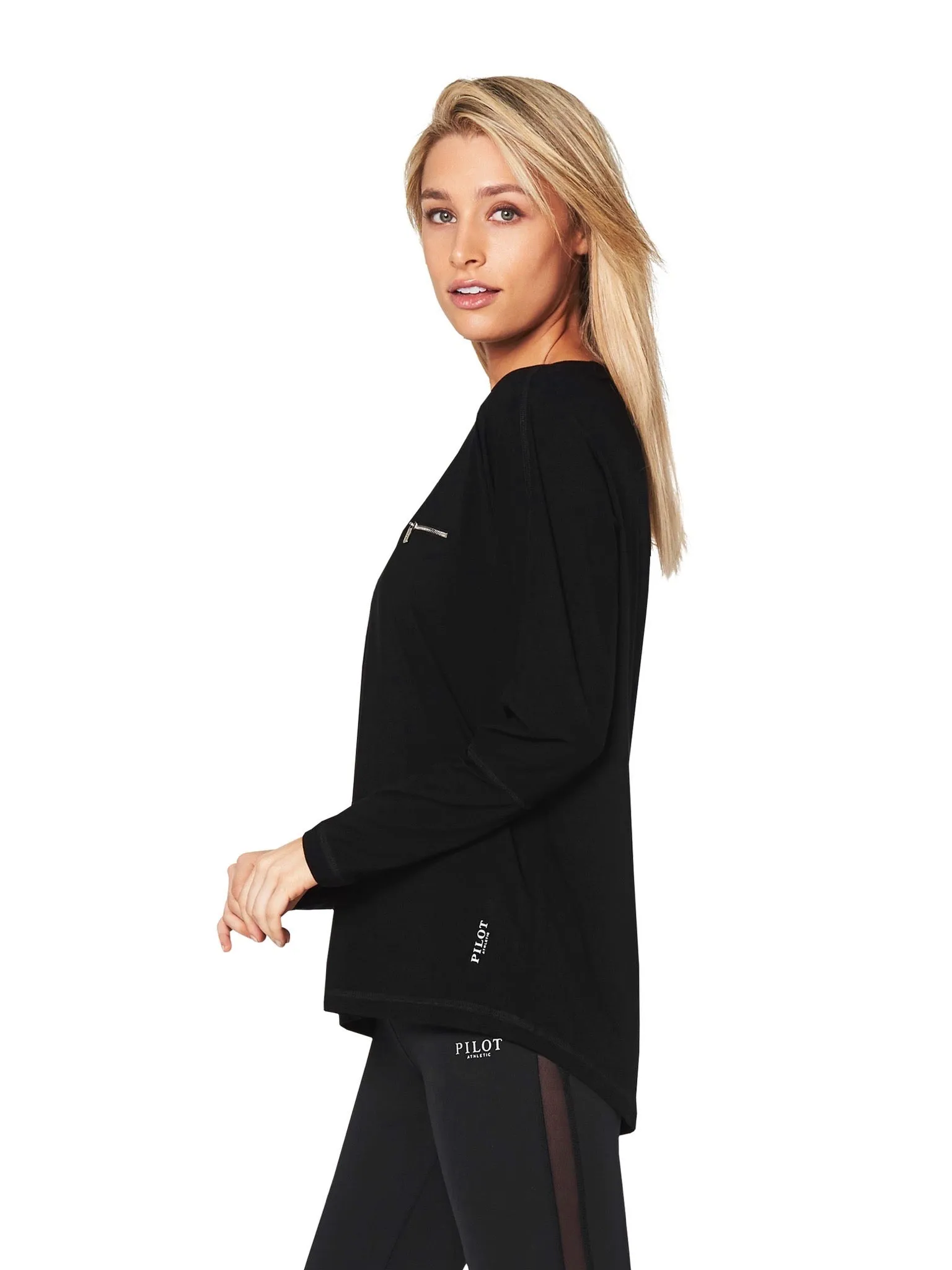 BONNEY LONGSLEEVE BATWING TEE - BLACK