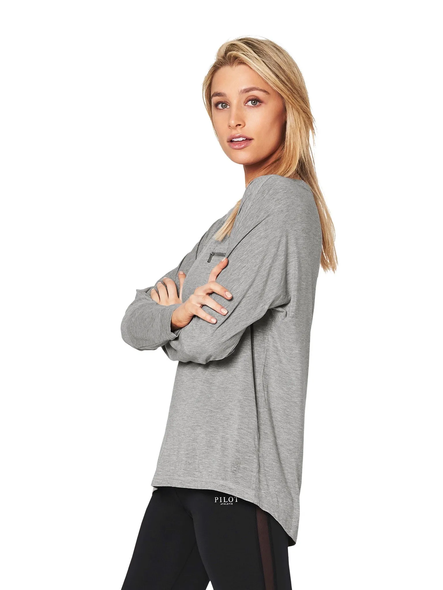 BONNEY LONGSLEEVE BATWING TEE - GREY MARLE