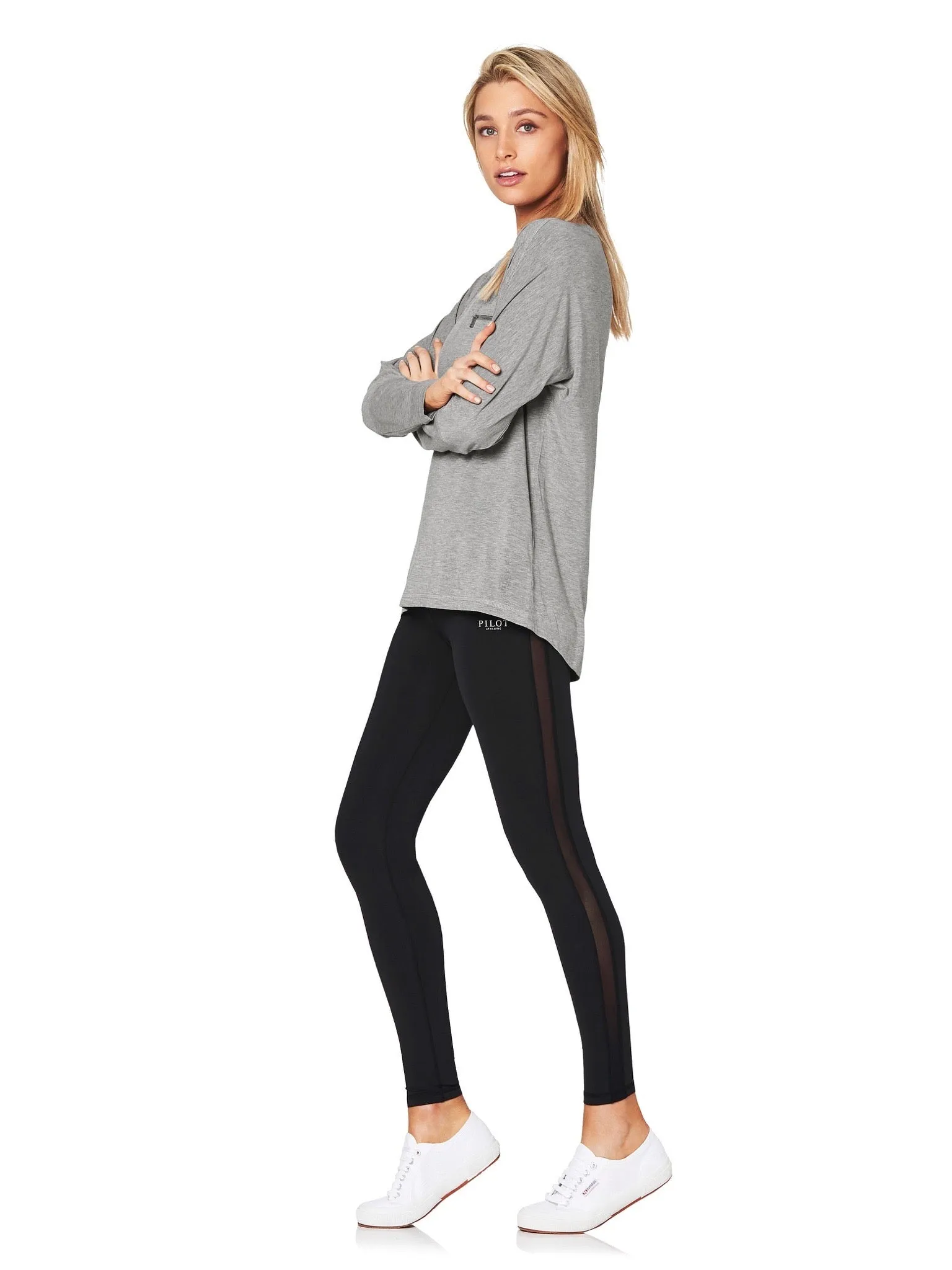 BONNEY LONGSLEEVE BATWING TEE - GREY MARLE