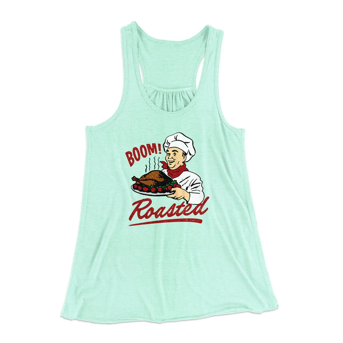 Boom Roasted Funny Thanksgiving Women's Flowey Racerback Tank Top