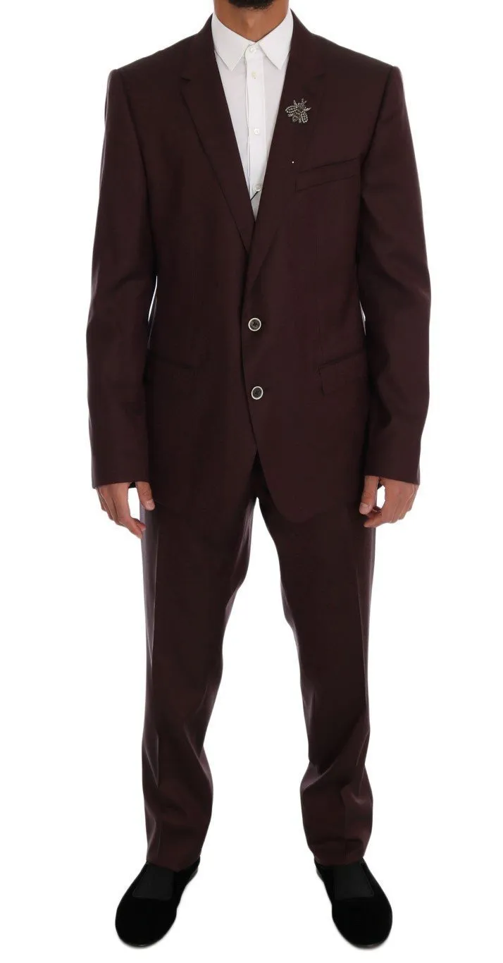 Bordeaux Wool Silk Crystal Slim fit Suit