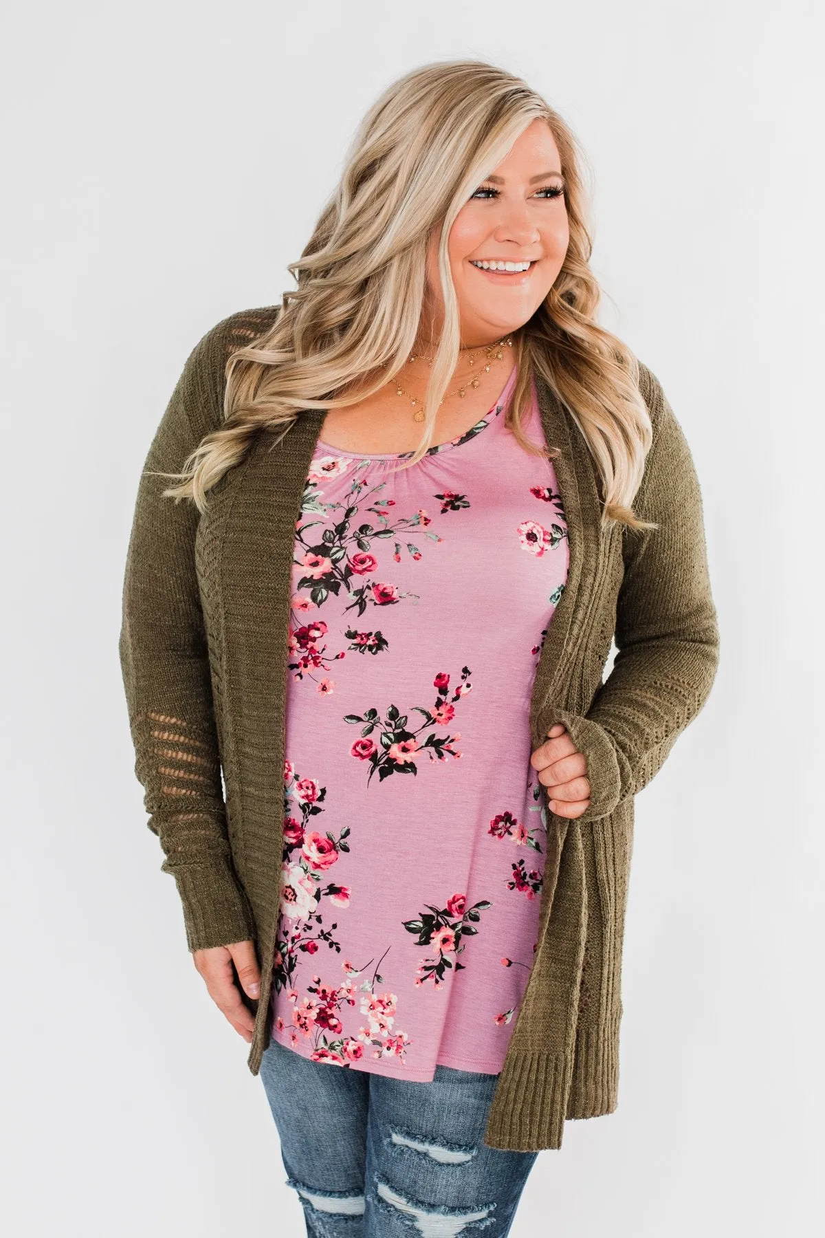 Botanical Gardens Racerback Tank Top- Pink Mauve