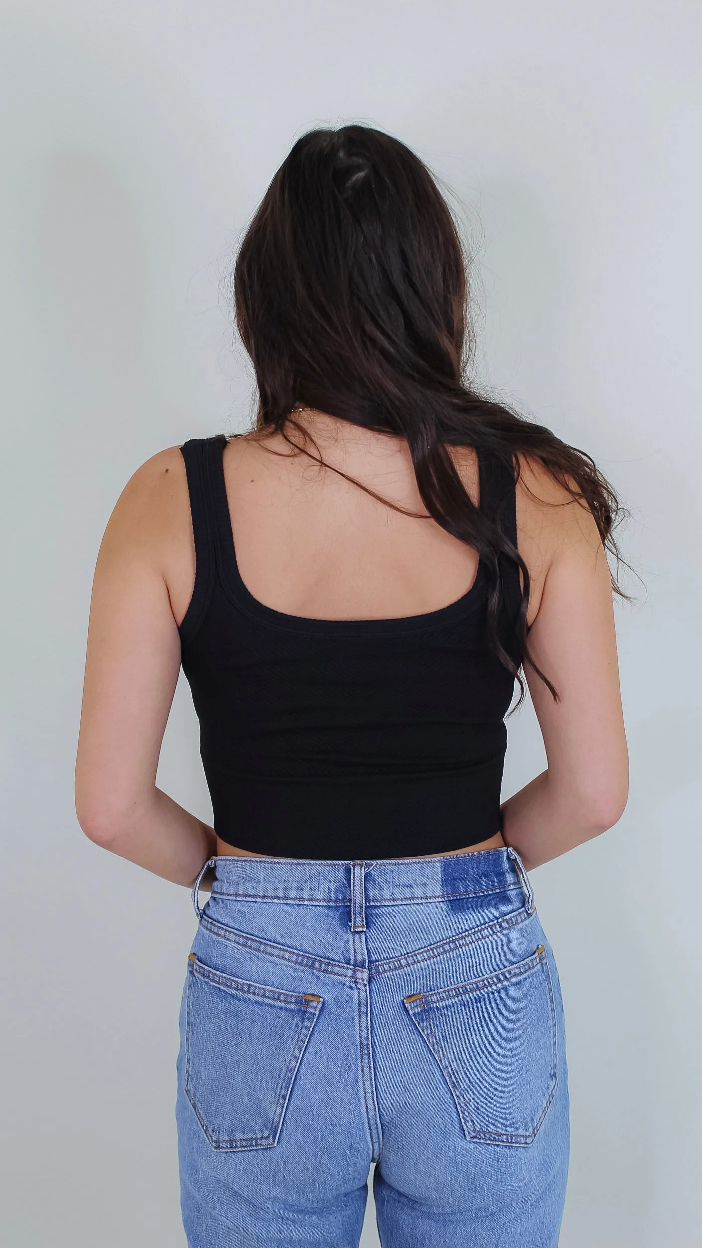 Brielle Chevron Crop Top - Black