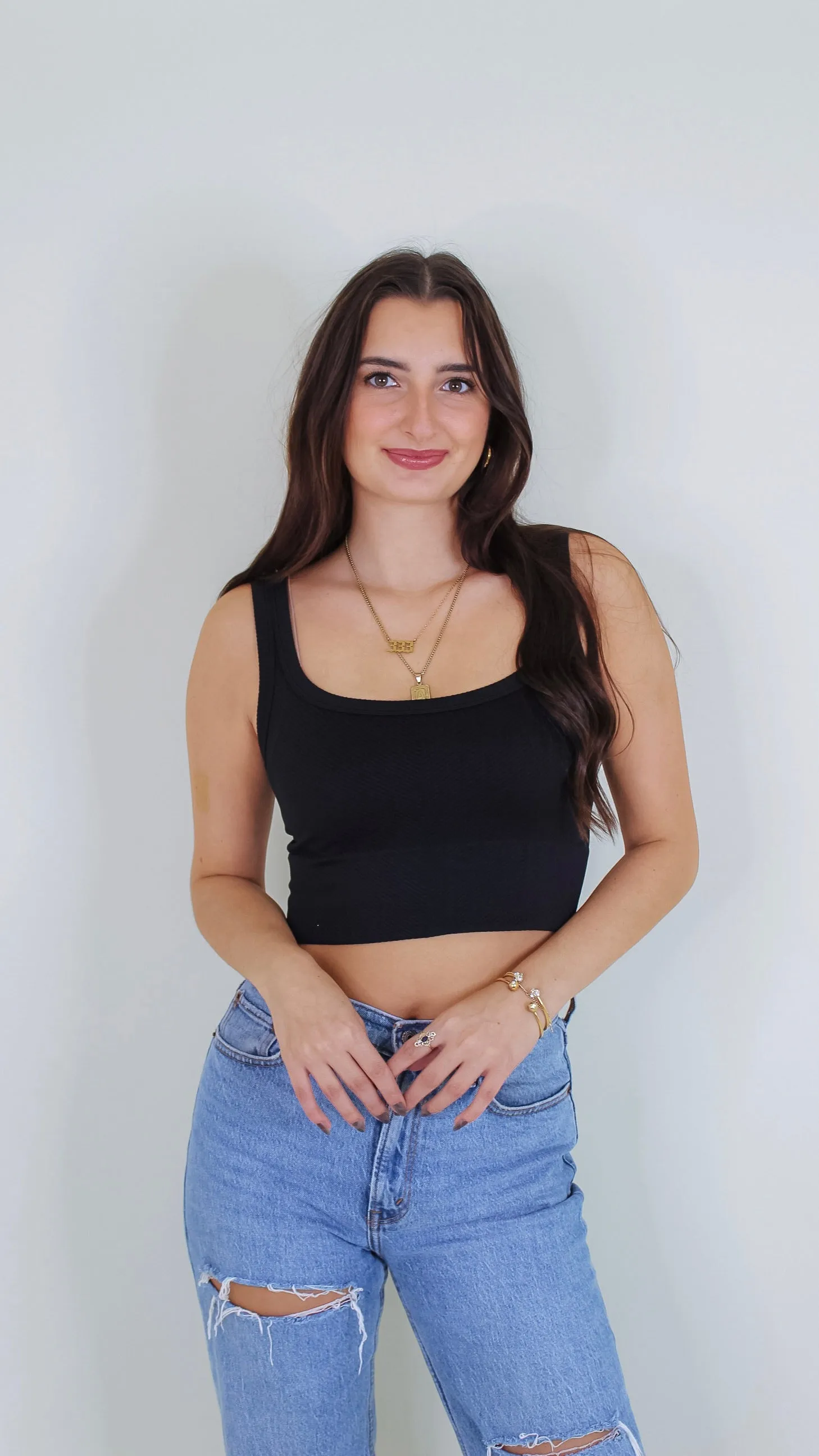 Brielle Chevron Crop Top - Black
