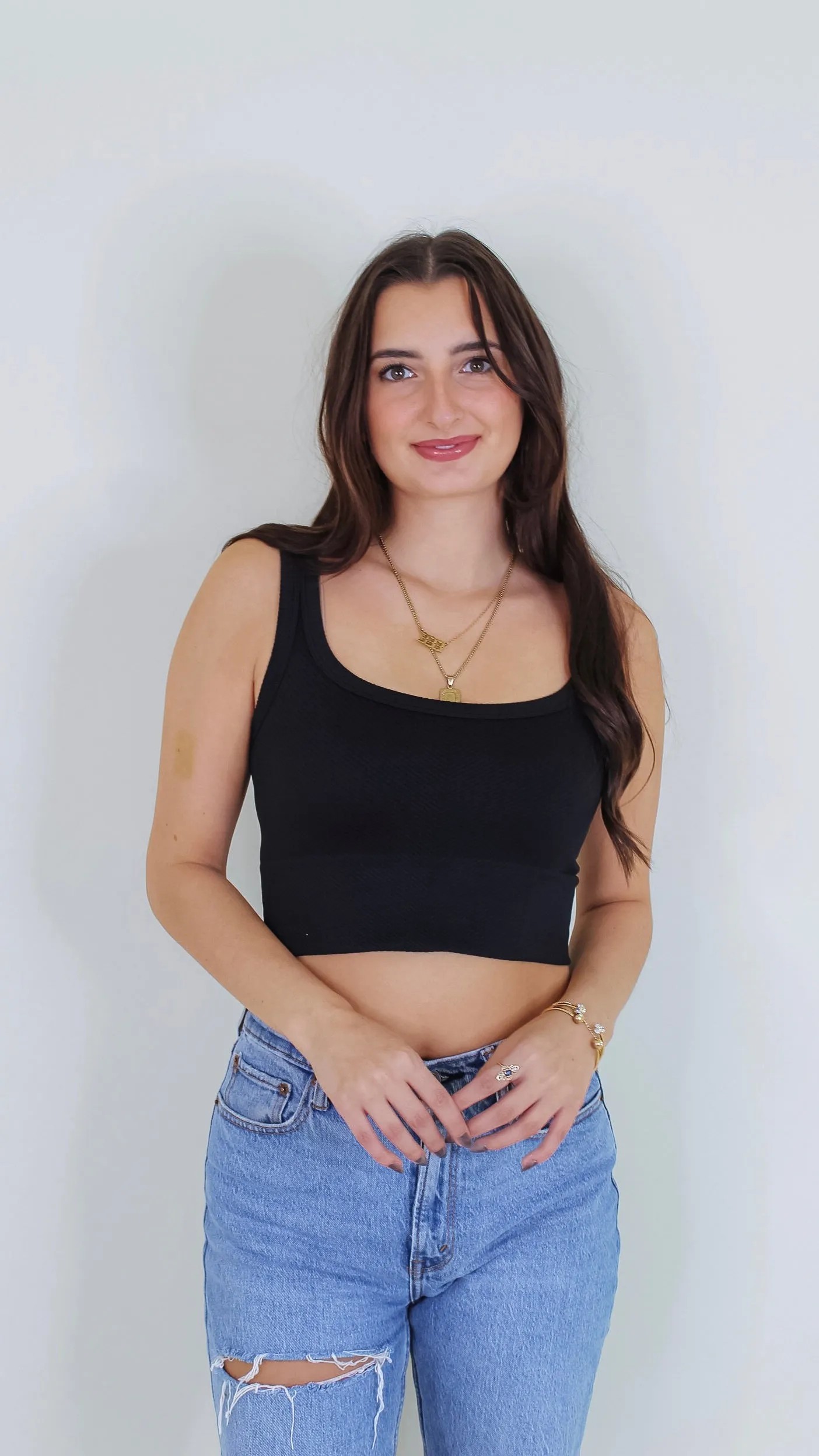 Brielle Chevron Crop Top - Black