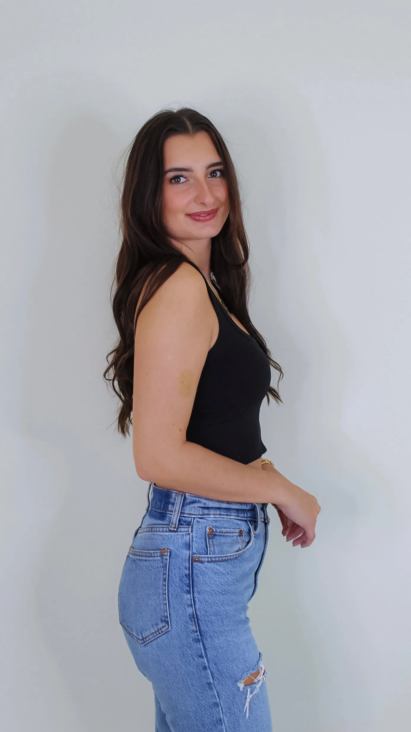 Brielle Chevron Crop Top - Black