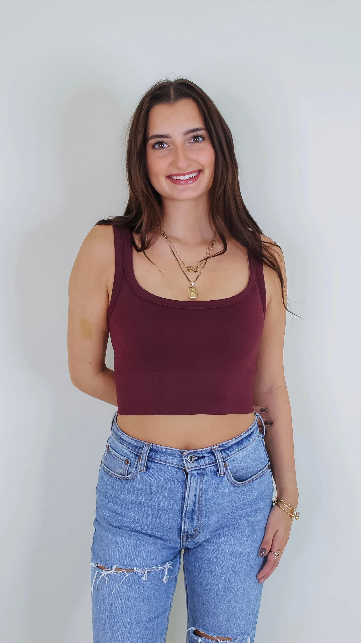 Brielle Chevron Crop Top - Fig