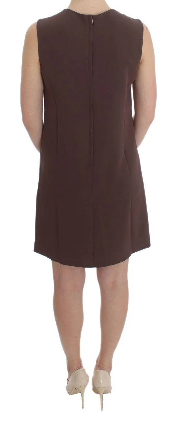 Brown Stretch Shift Gold Heart Dress