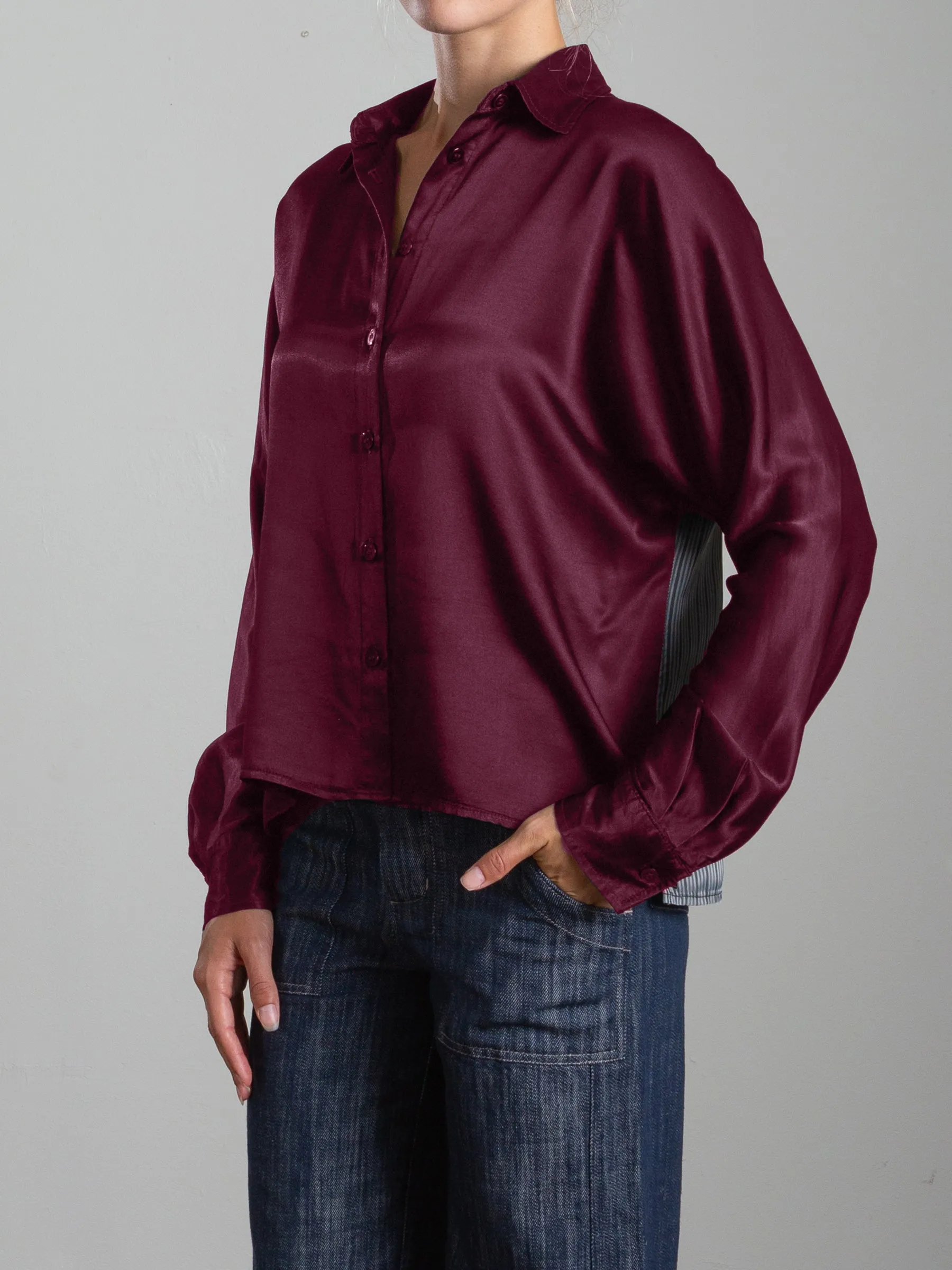 Byron Shirt in Vintage Satin - Fig