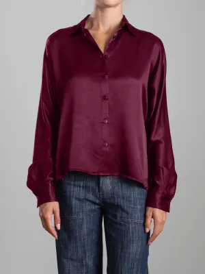Byron Shirt in Vintage Satin - Fig