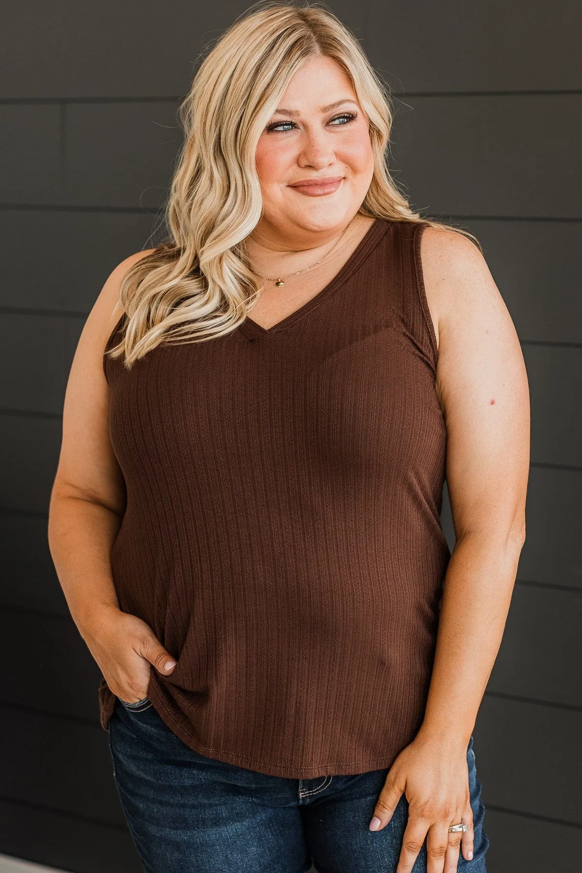 Came To Win V-Neck Tank- Brown