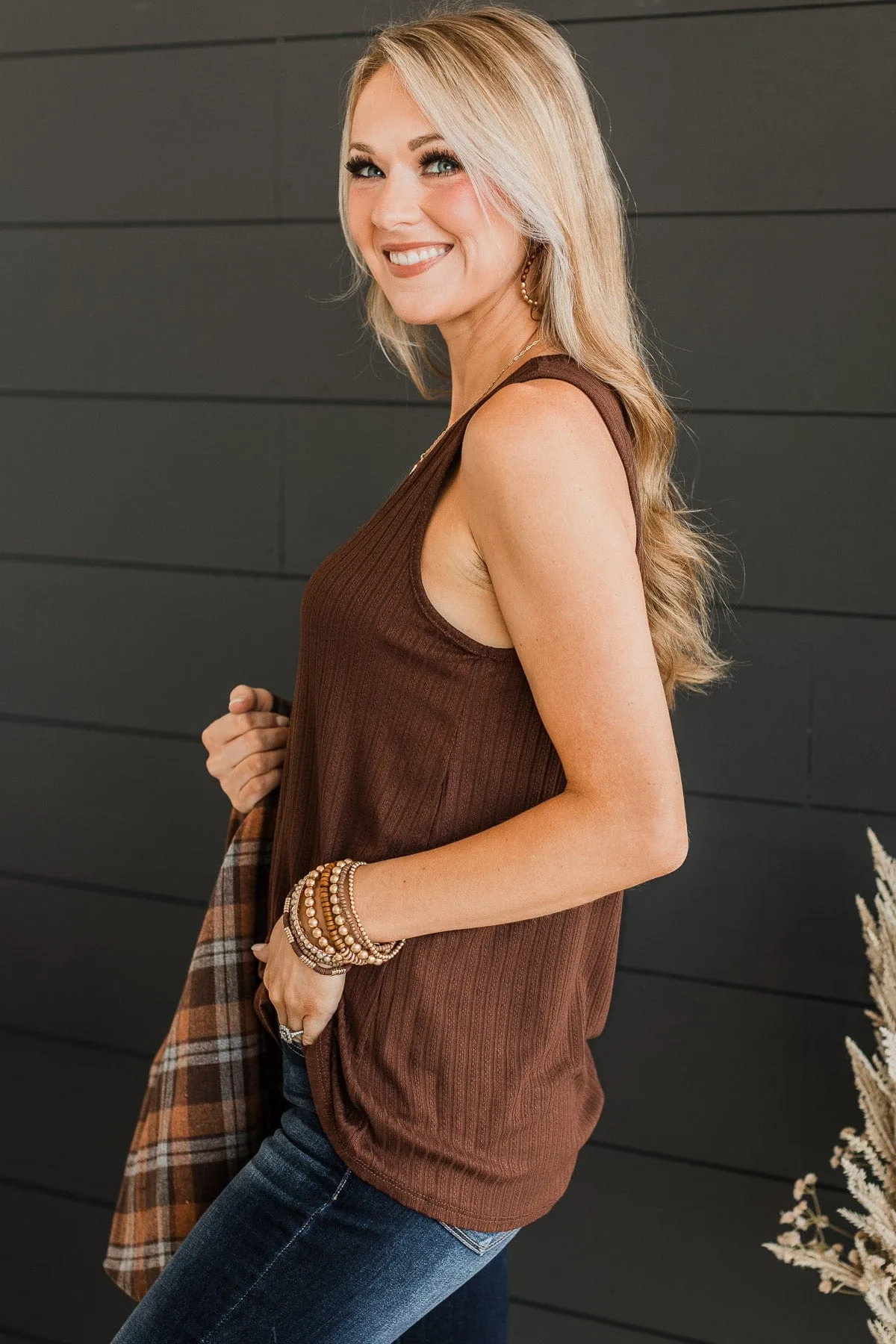 Came To Win V-Neck Tank- Brown