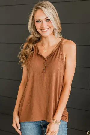 Catch You Later Ribbed Tank Top- Cinnamon